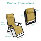 Cushioned Oversized Zero Gravity Recliner with Side Tray