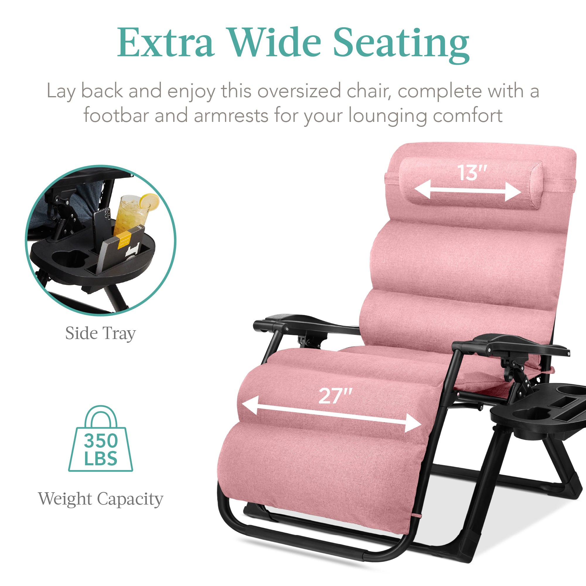 Oversized Zero-Gravity Folding Outdoor Recliner with Removable Cushion – Ultra-Comfort Outdoor Lounger