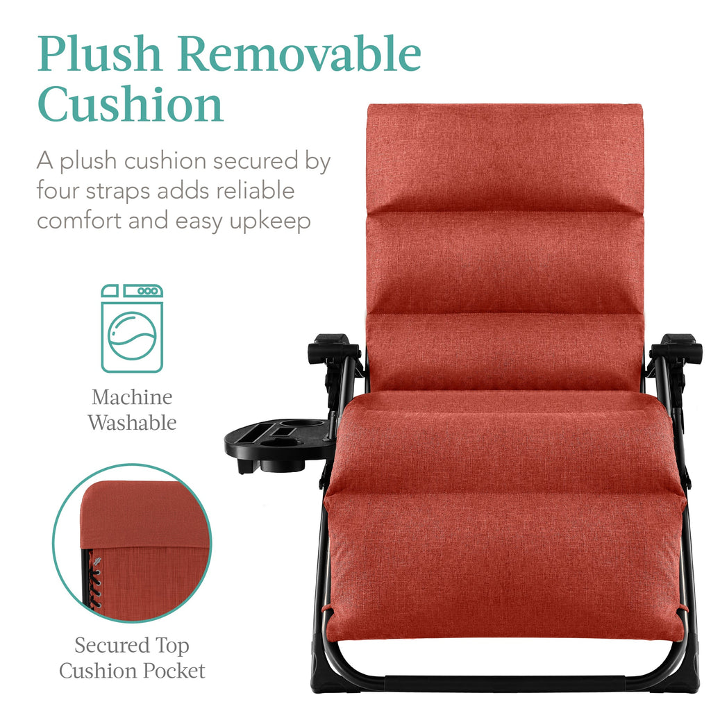 Cushioned Oversized Zero Gravity Recliner with Side Tray