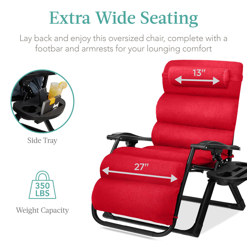 Cushioned Oversized Zero Gravity Recliner with Side Tray