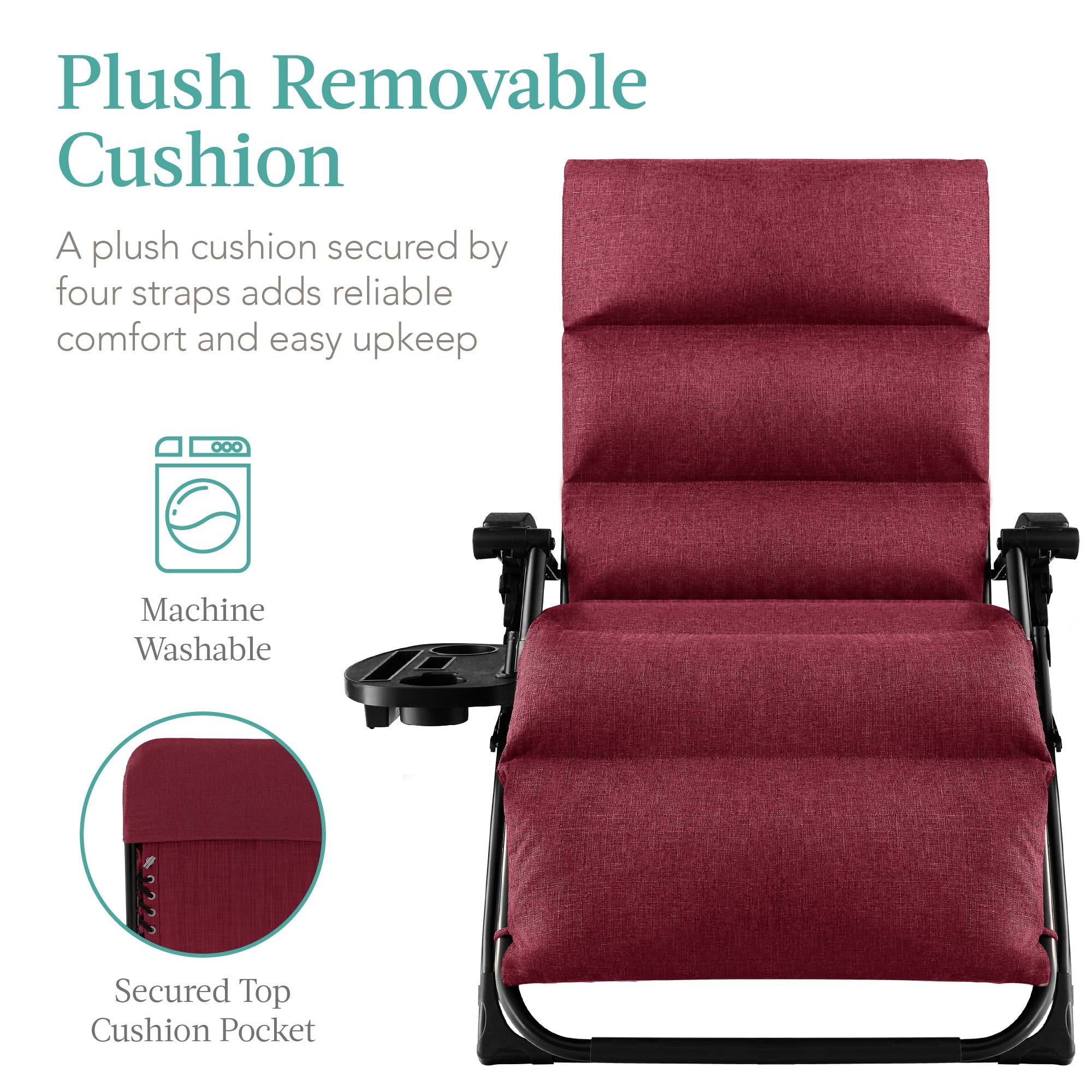 Cushioned Oversized Zero Gravity Recliner with Side Tray