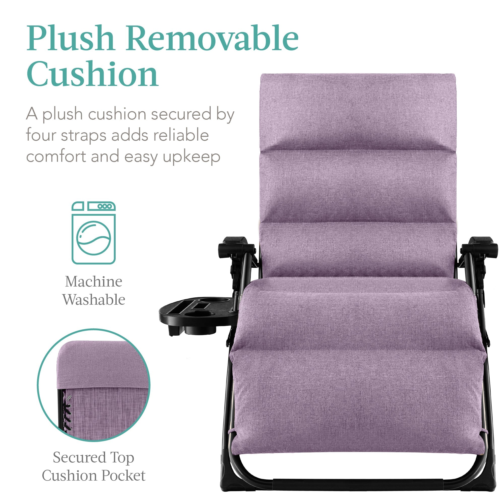 Cushioned Oversized Zero Gravity Recliner with Side Tray