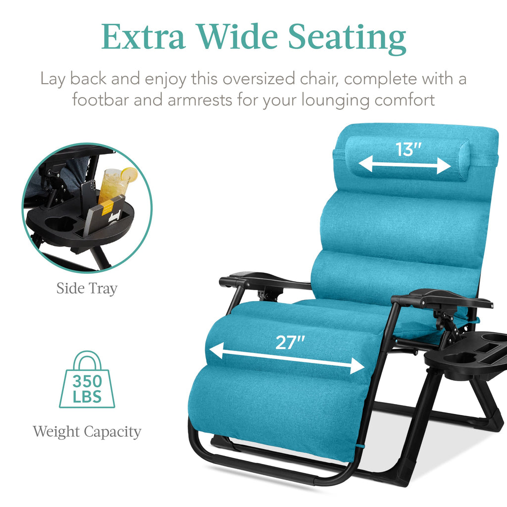 Cushioned Oversized Zero Gravity Recliner with Side Tray