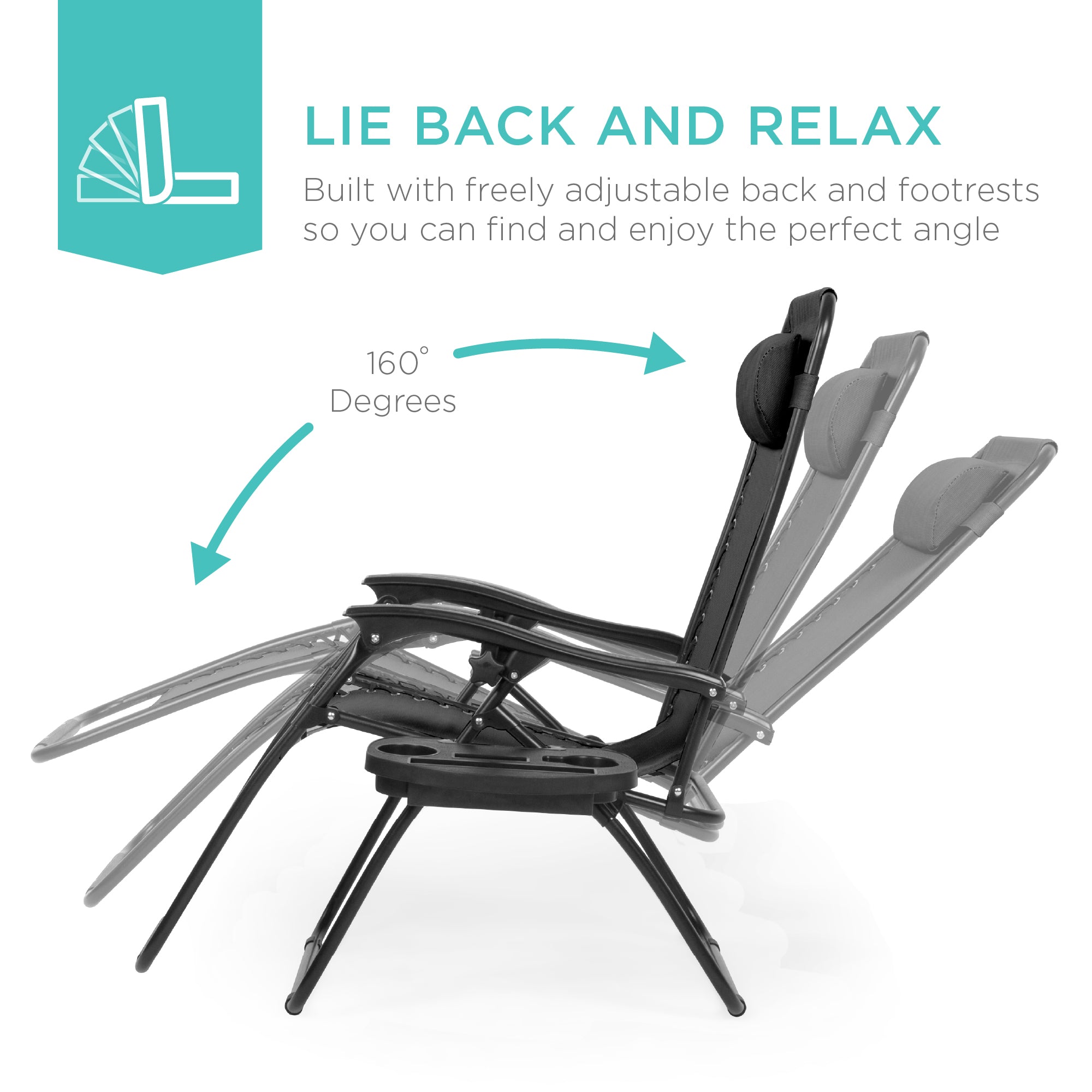Zero Gravity Recliner Chairs - Set of 2 with Cup Holder Trays