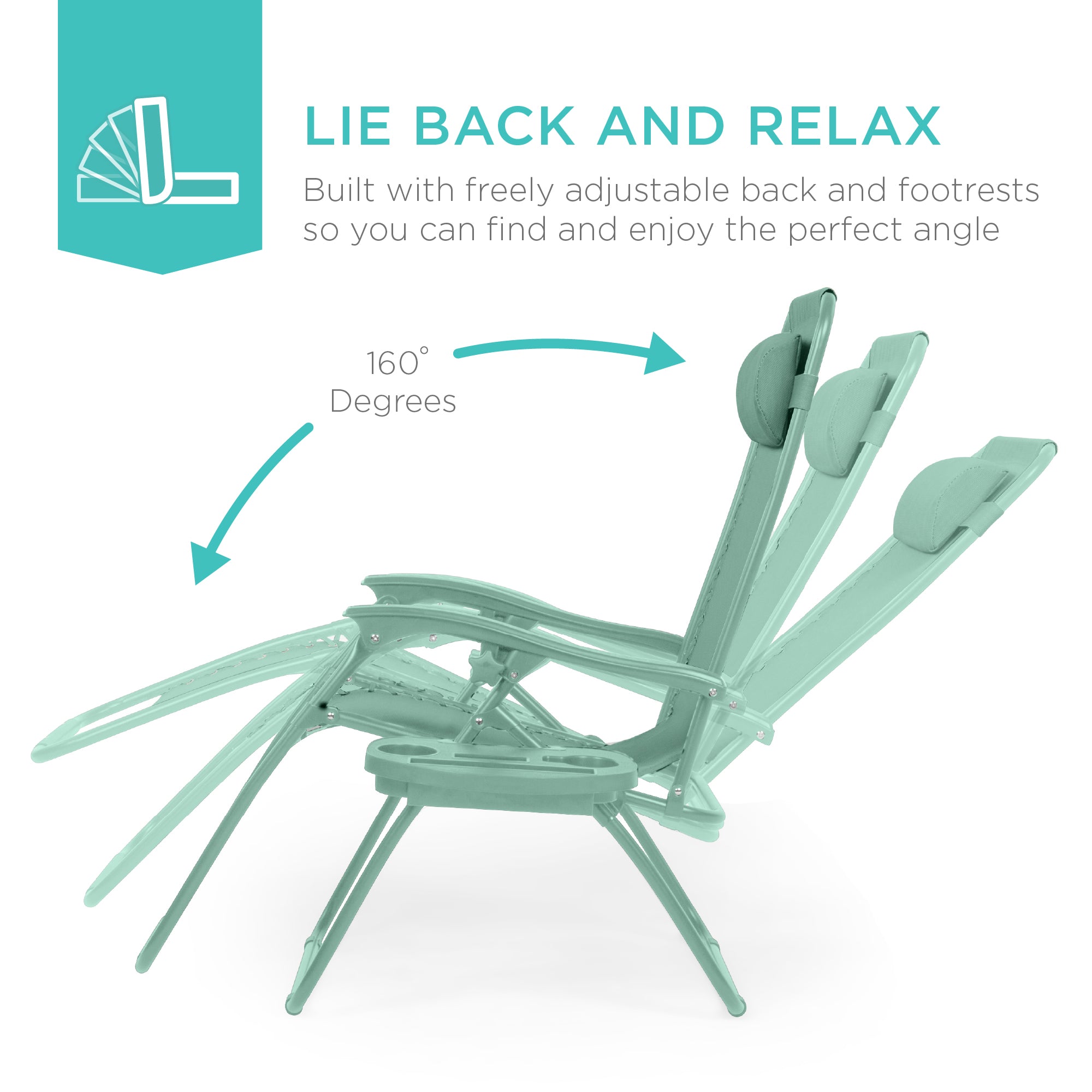 Zero Gravity Recliner Chairs - Set of 2 with Cup Holder Trays