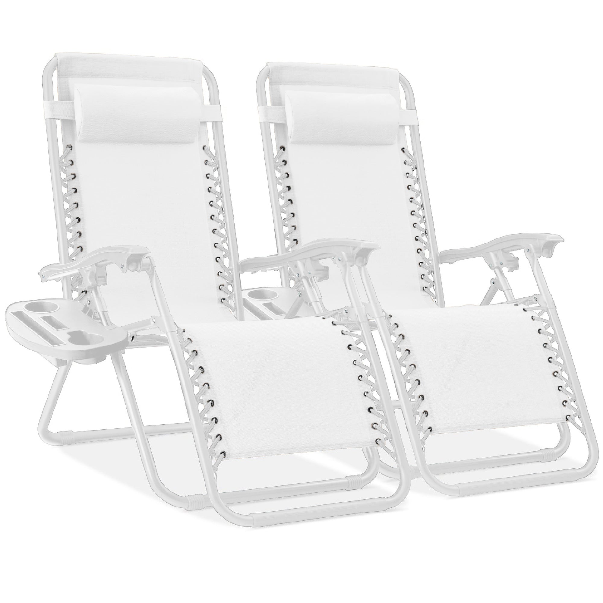 Pair of Adjustable Zero-Gravity Patio Recliners with Cup Holders