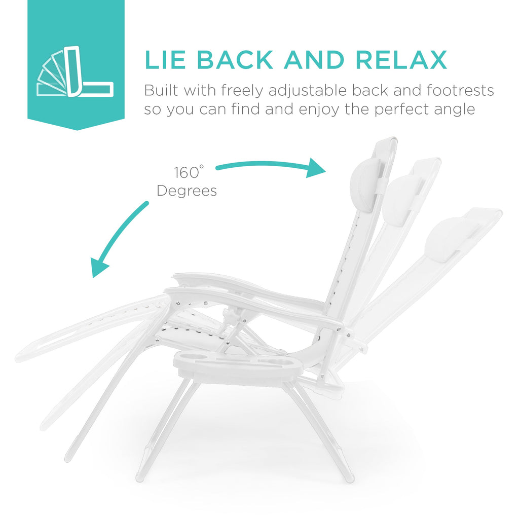 Zero Gravity Recliner Chairs - Set of 2 with Cup Holder Trays