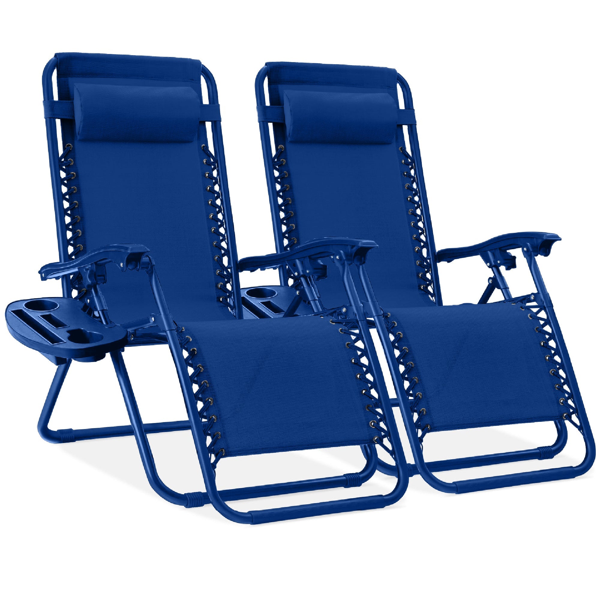 Pair of Adjustable Zero-Gravity Patio Recliners with Cup Holders