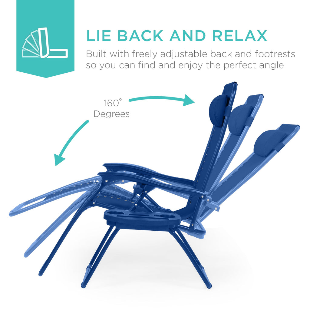 Zero Gravity Recliner Chairs - Set of 2 with Cup Holder Trays