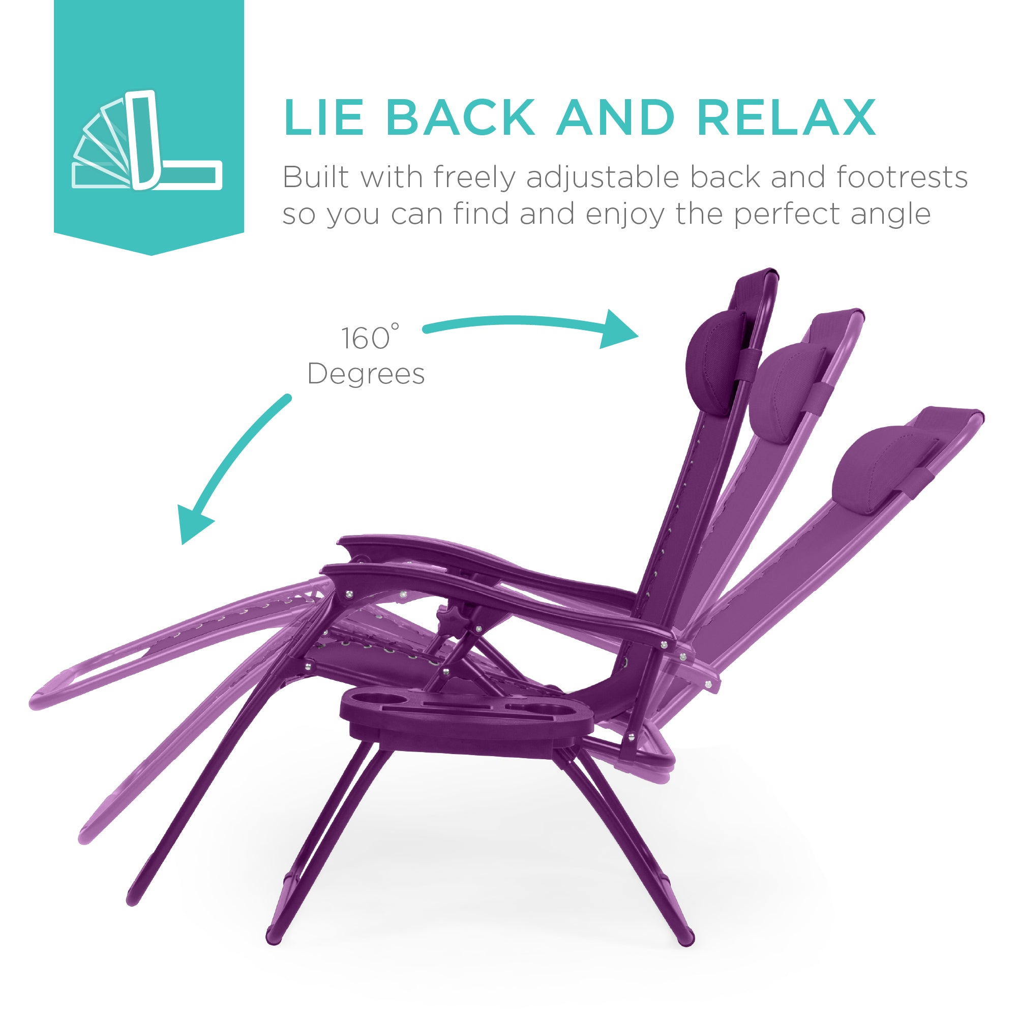 Zero Gravity Recliner Chairs - Set of 2 with Cup Holder Trays