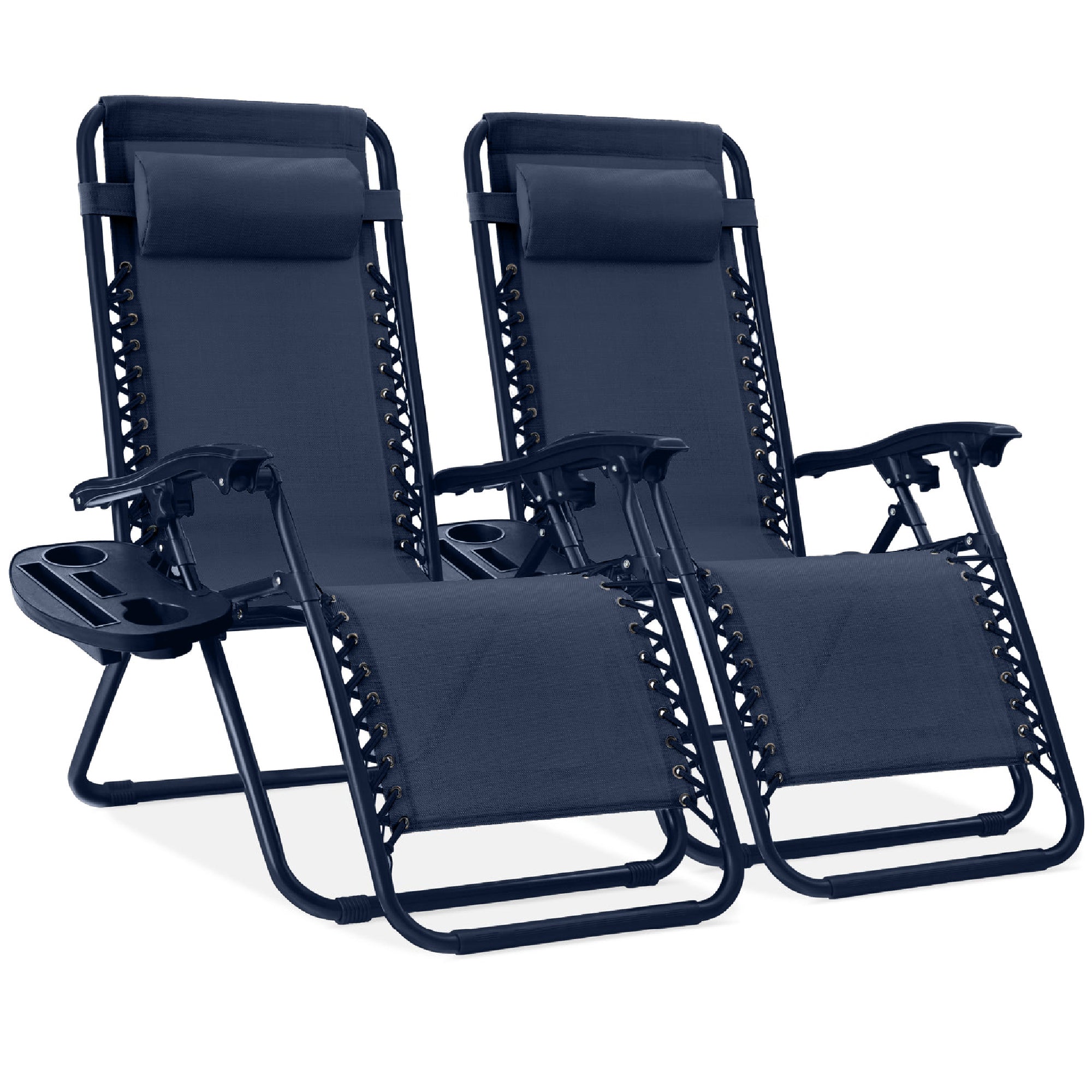 Pair of Adjustable Zero-Gravity Patio Recliners with Cup Holders