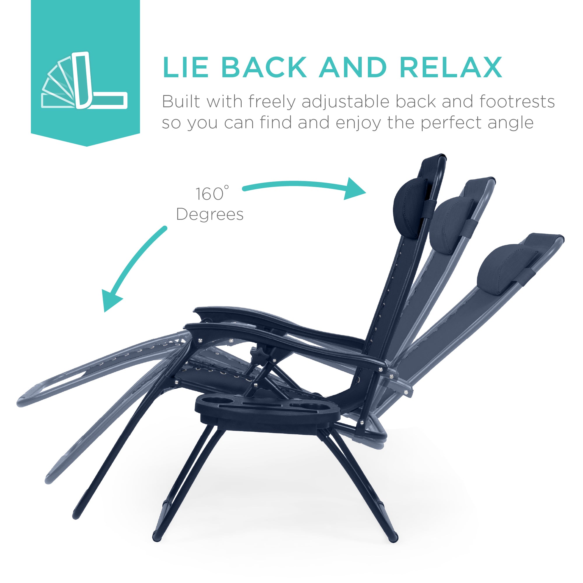 Zero Gravity Recliner Chairs - Set of 2 with Cup Holder Trays