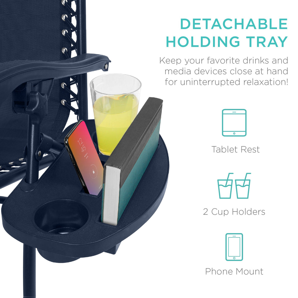 Zero Gravity Recliner Chairs - Set of 2 with Cup Holder Trays