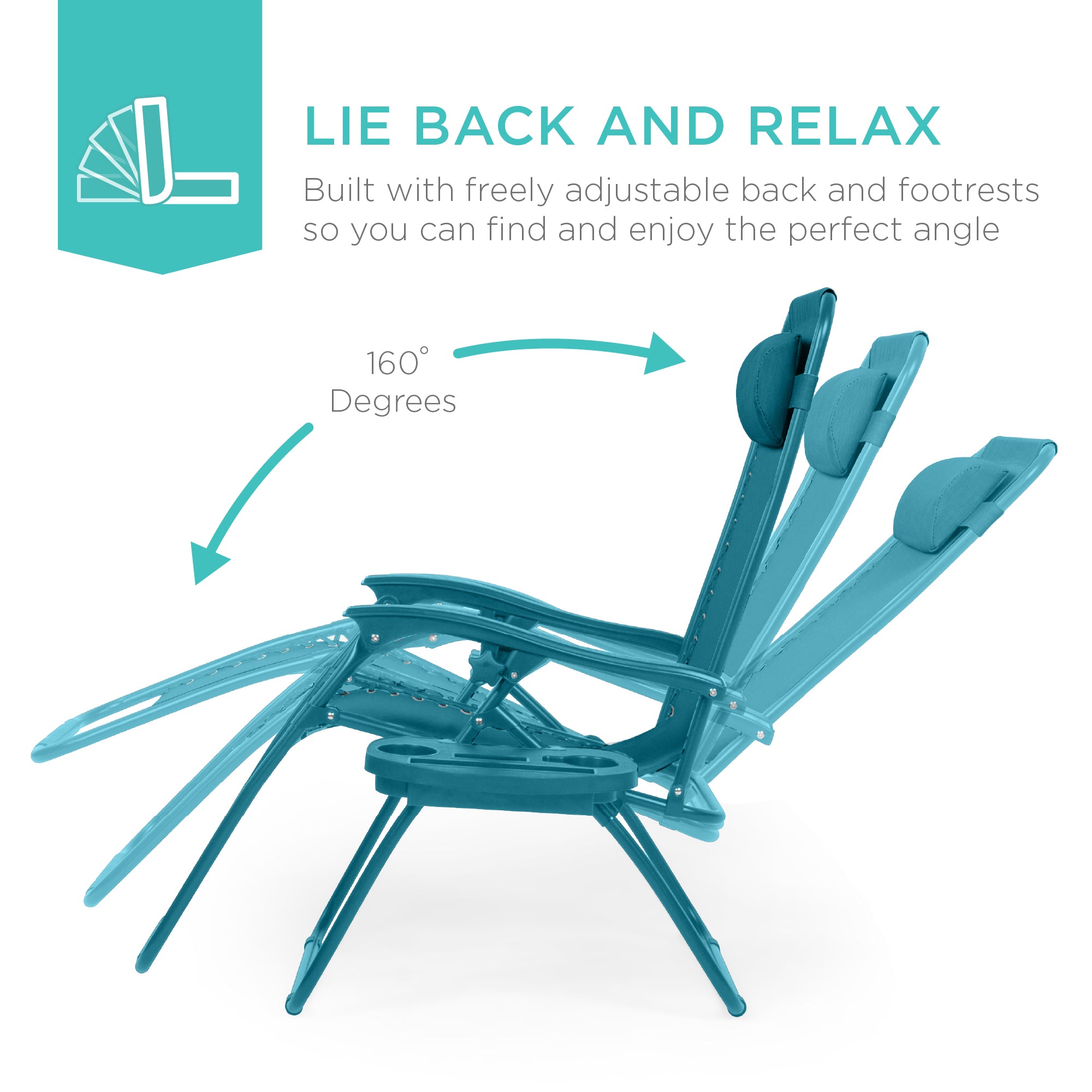Zero Gravity Recliner Chairs - Set of 2 with Cup Holder Trays