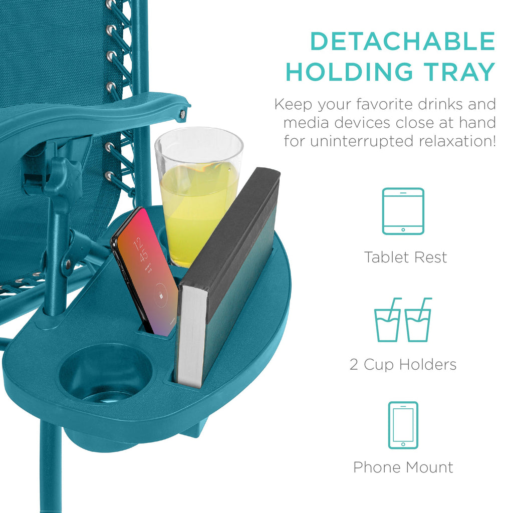Zero Gravity Recliner Chairs - Set of 2 with Cup Holder Trays