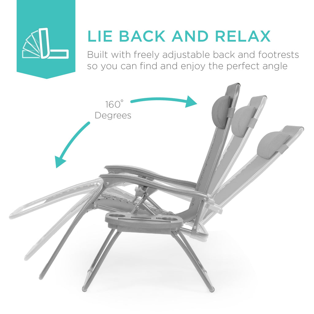 Zero Gravity Recliner Chairs - Set of 2 with Cup Holder Trays