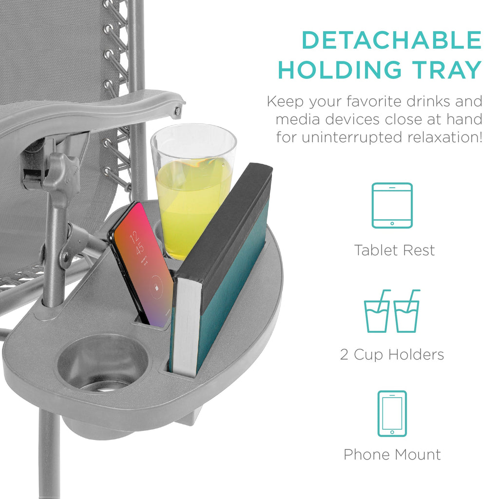 Zero Gravity Recliner Chairs - Set of 2 with Cup Holder Trays