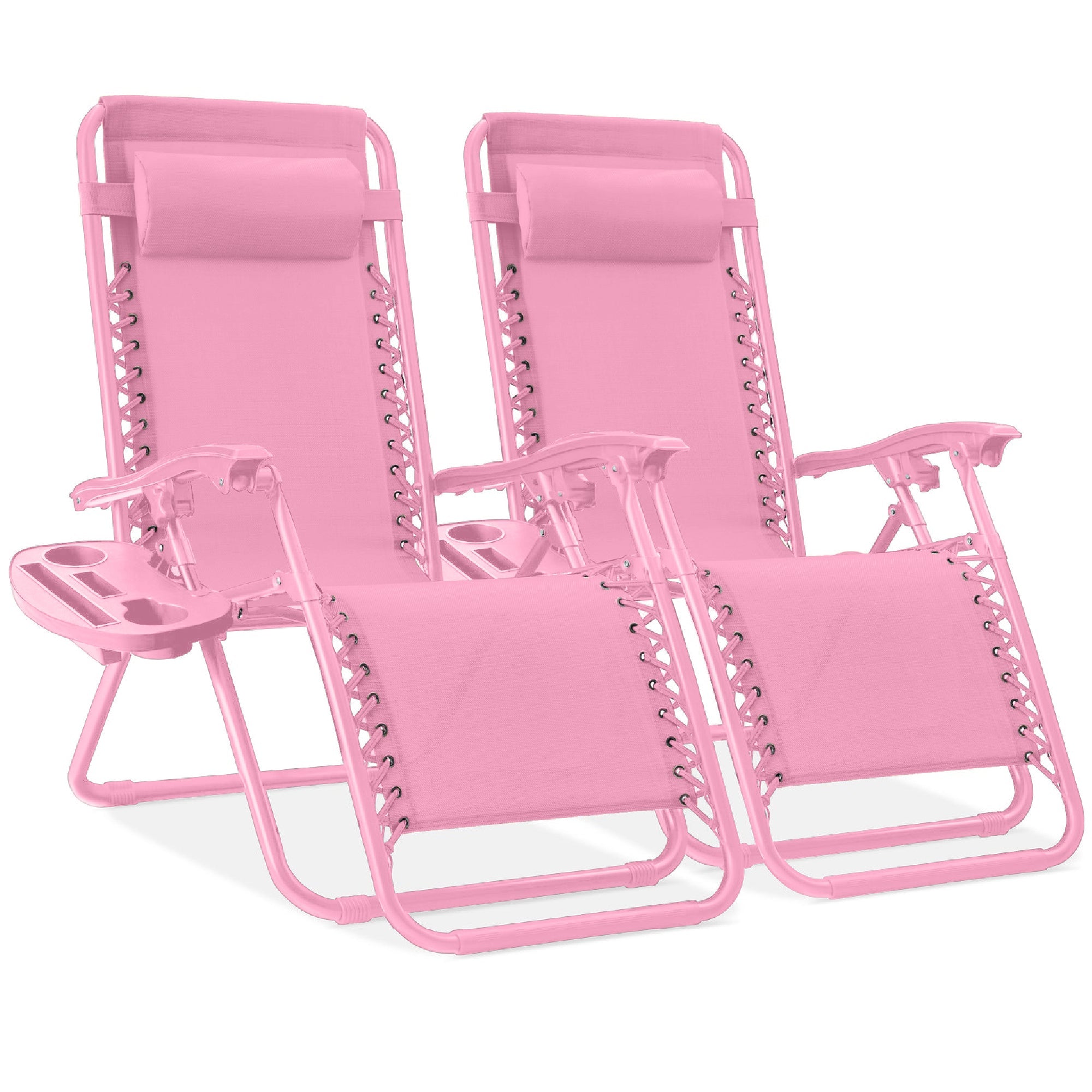 Pair of Adjustable Zero-Gravity Patio Recliners with Cup Holders