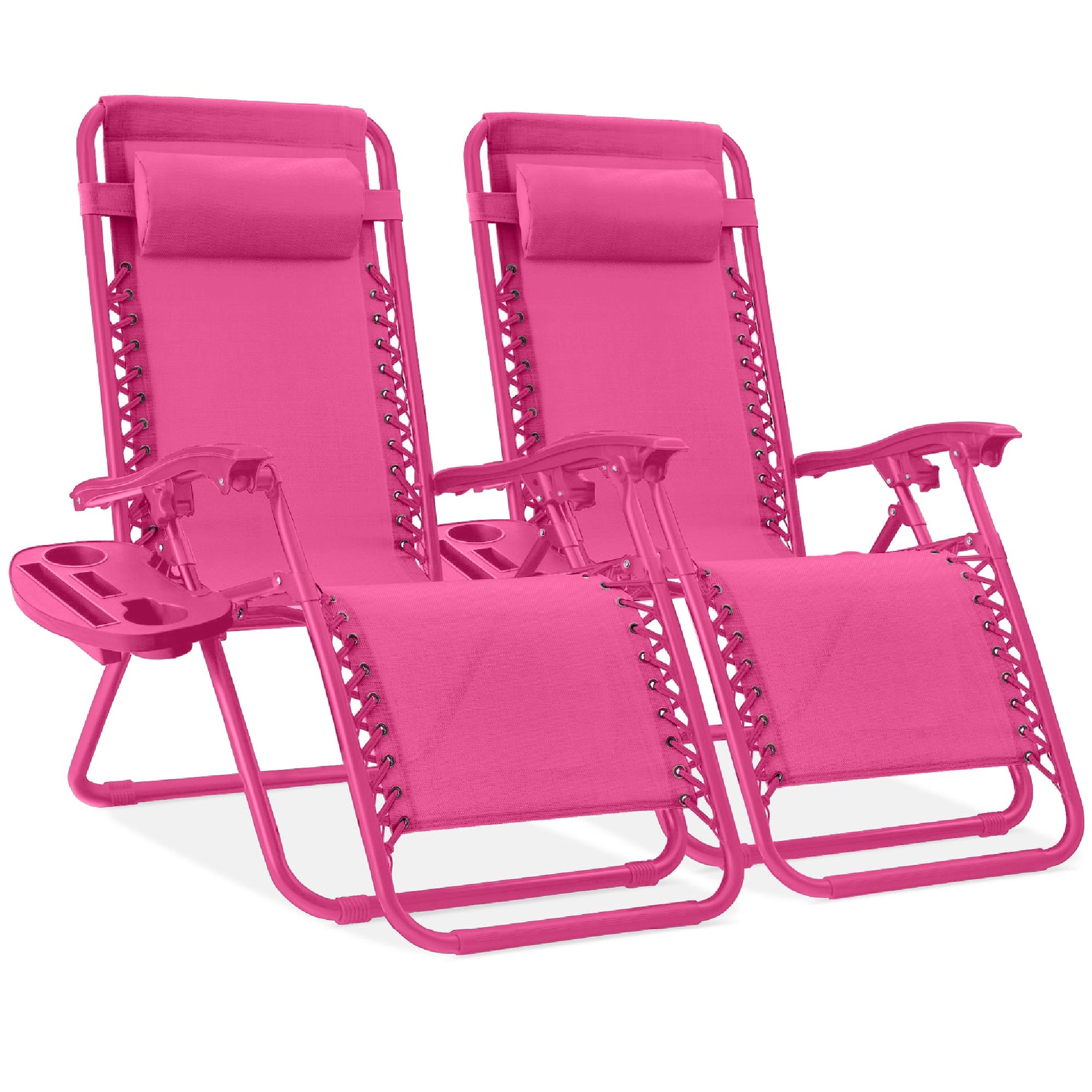 Pair of Adjustable Zero-Gravity Patio Recliners with Cup Holders