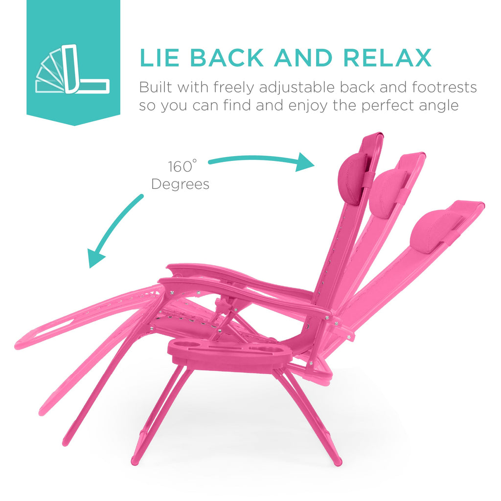 Zero Gravity Recliner Chairs - Set of 2 with Cup Holder Trays