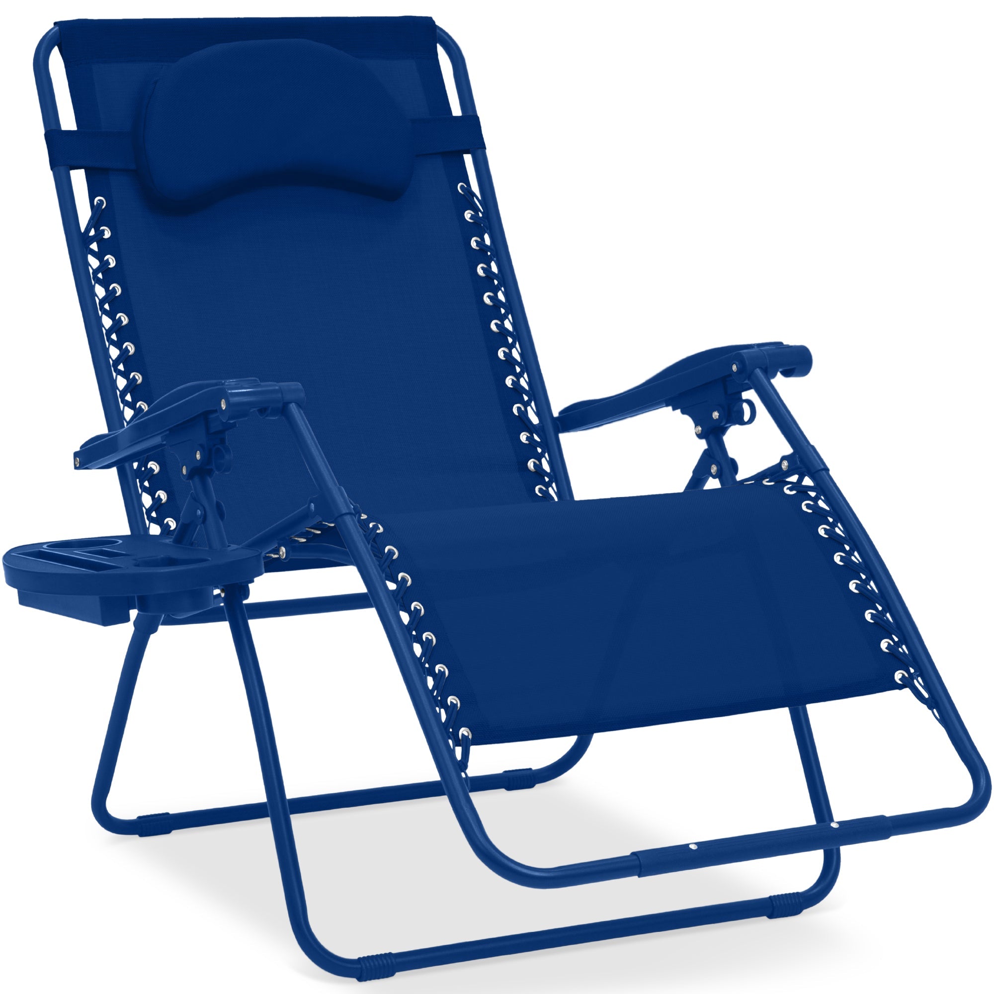 Oversized Zero-Gravity Recliner Lounger with Cup Holder and Plush Pillow