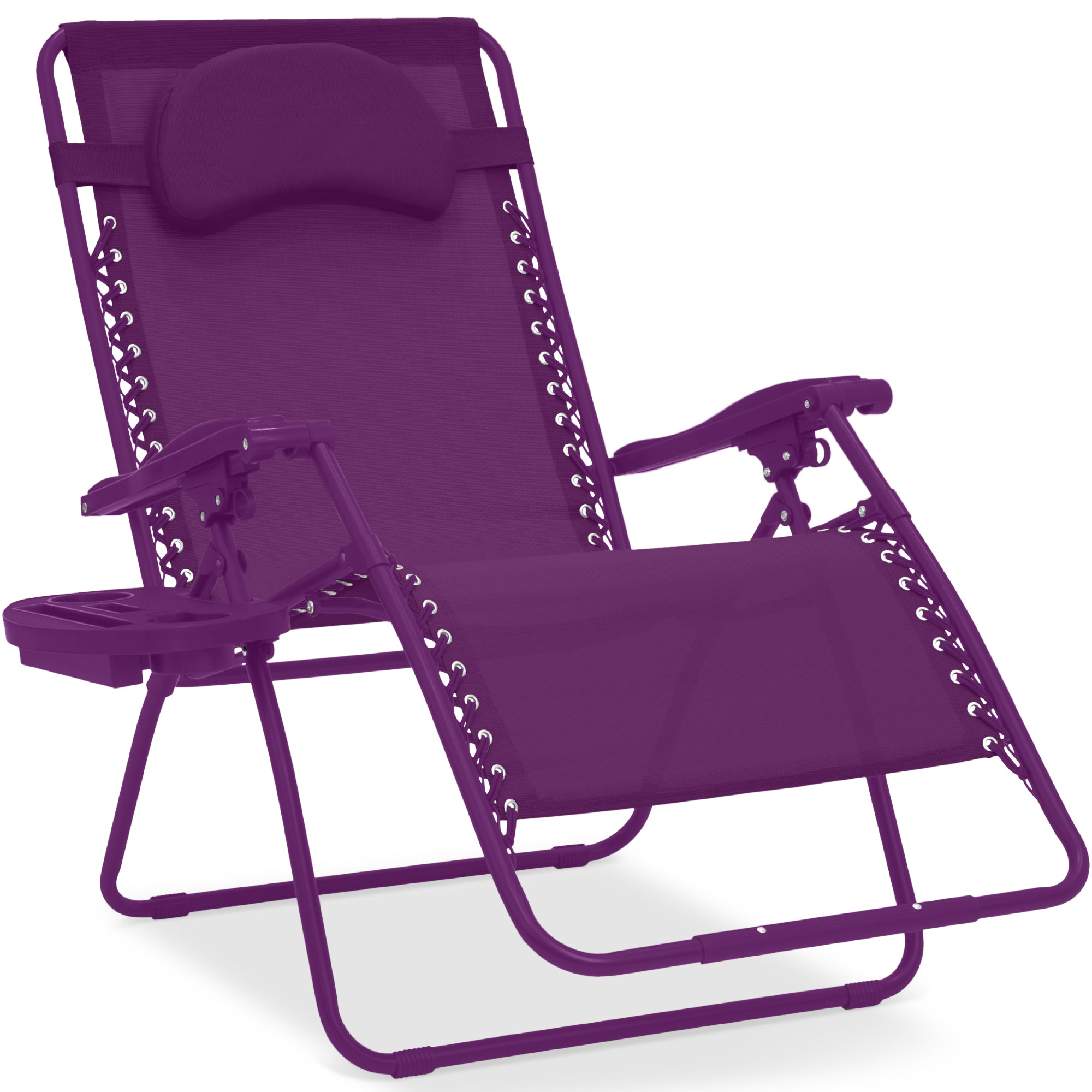 Oversized Zero-Gravity Recliner Lounger with Cup Holder and Plush Pillow