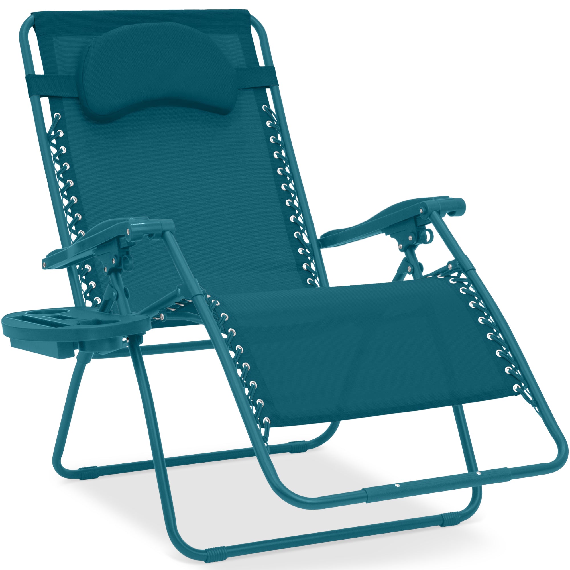 Oversized Zero-Gravity Recliner Lounger with Cup Holder and Plush Pillow