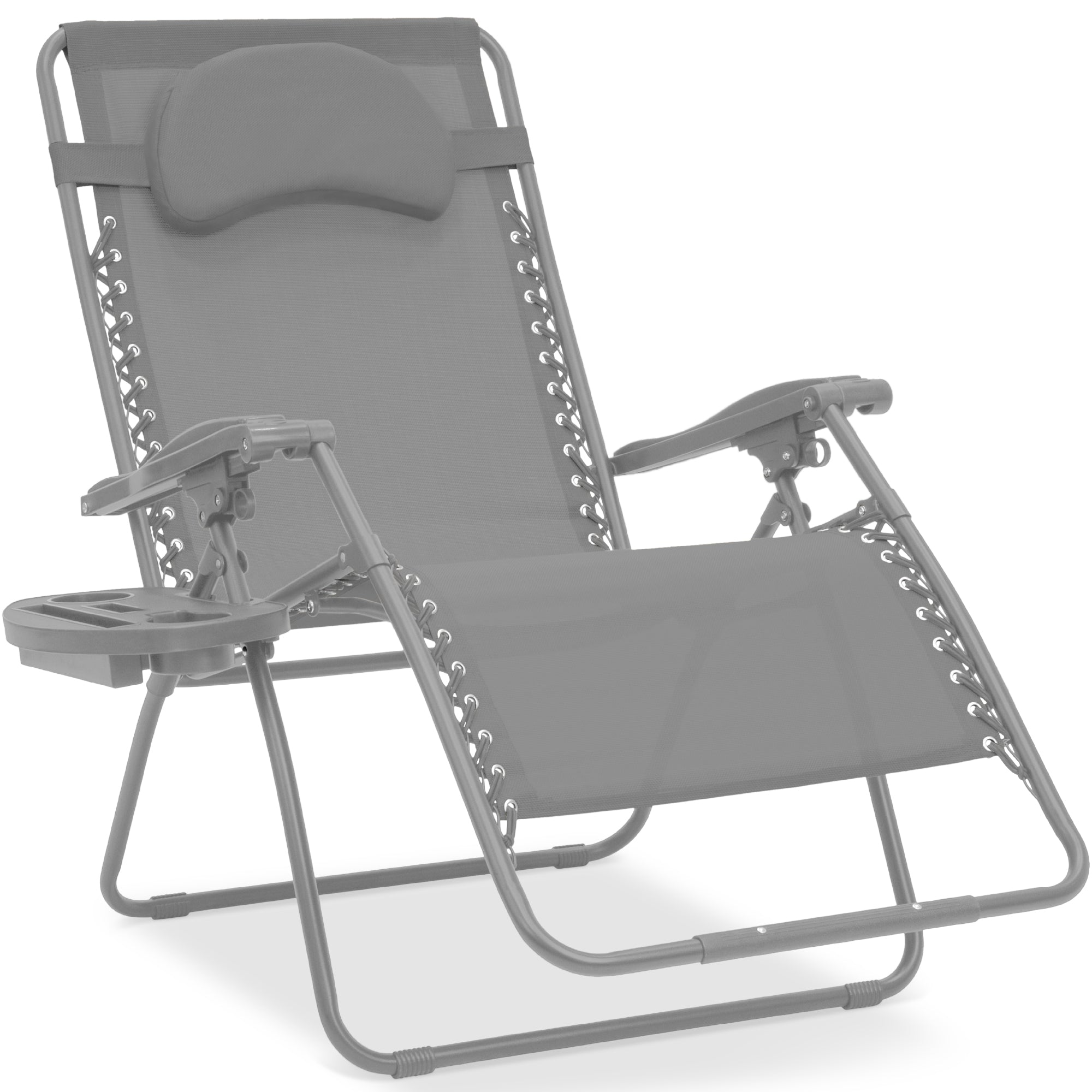 Oversized Zero-Gravity Recliner Lounger with Cup Holder and Plush Pillow