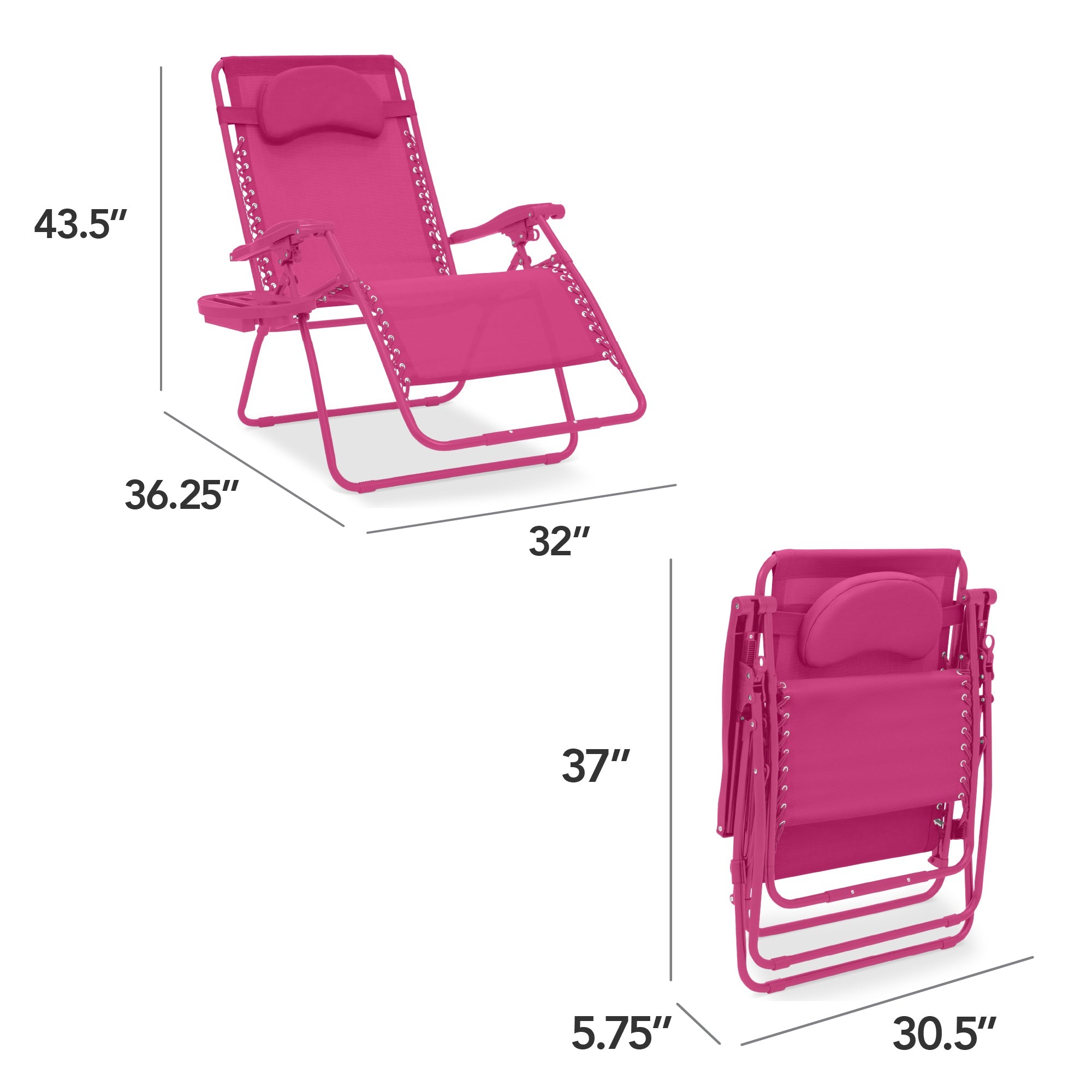 Oversized Zero-Gravity Recliner Lounger with Cup Holder and Plush Pillow