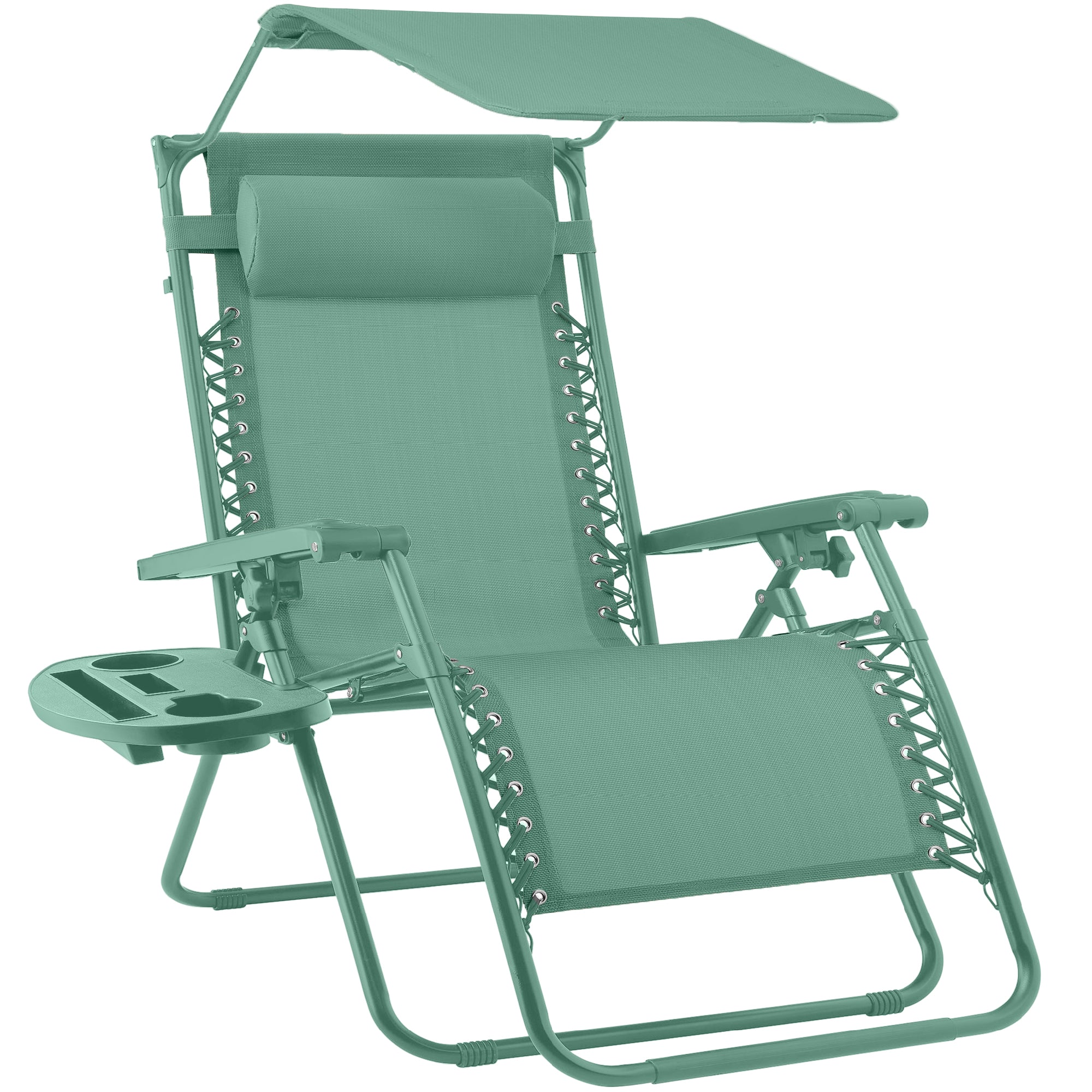 Foldable Zero-Gravity Patio Recliner with Canopy and Side Tray – The Ultimate Outdoor Lounge Chair