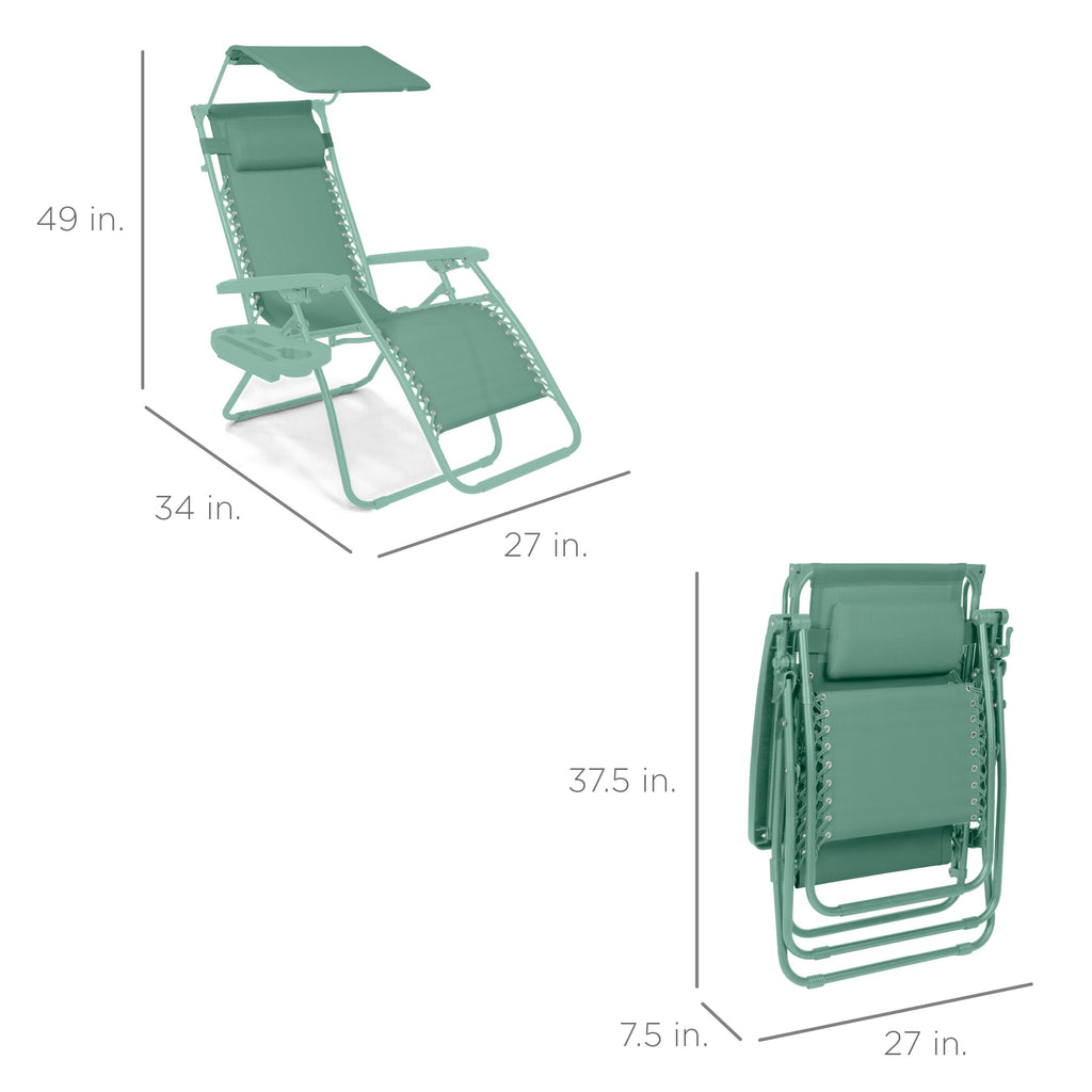Foldable Zero-Gravity Patio Recliner with Canopy and Side Tray – The Ultimate Outdoor Lounge Chair