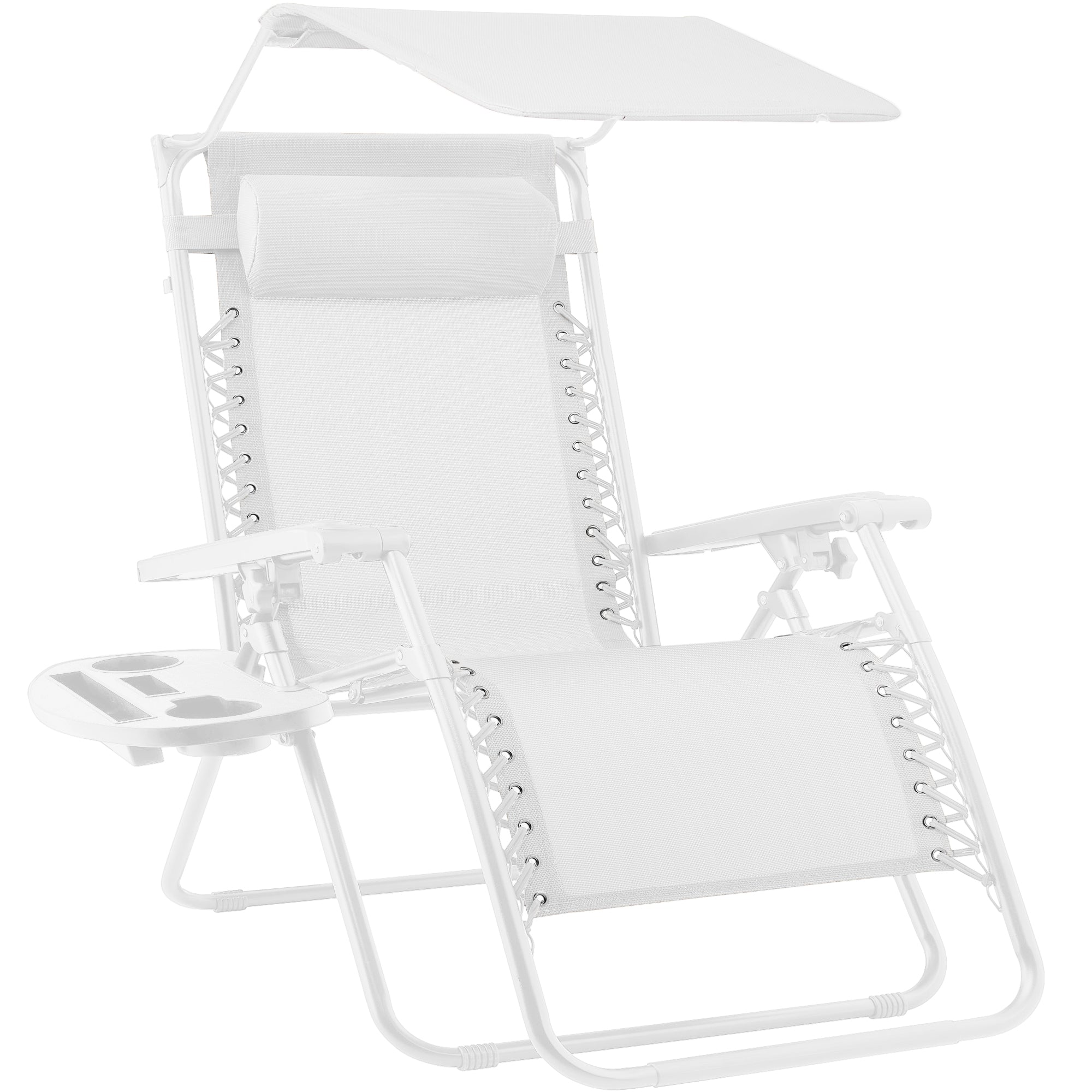 Foldable Zero-Gravity Patio Recliner with Canopy and Side Tray – The Ultimate Outdoor Lounge Chair