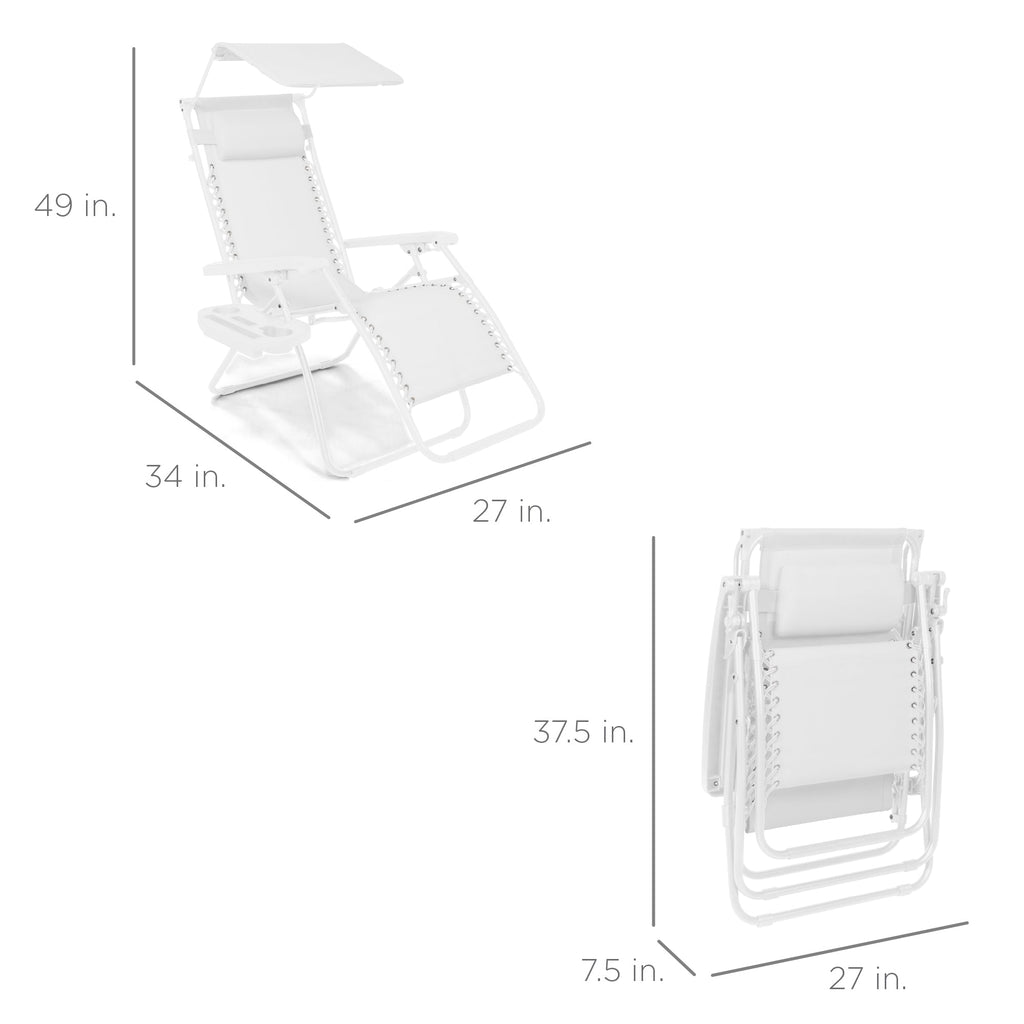 Foldable Zero-Gravity Patio Recliner with Canopy and Side Tray – The Ultimate Outdoor Lounge Chair