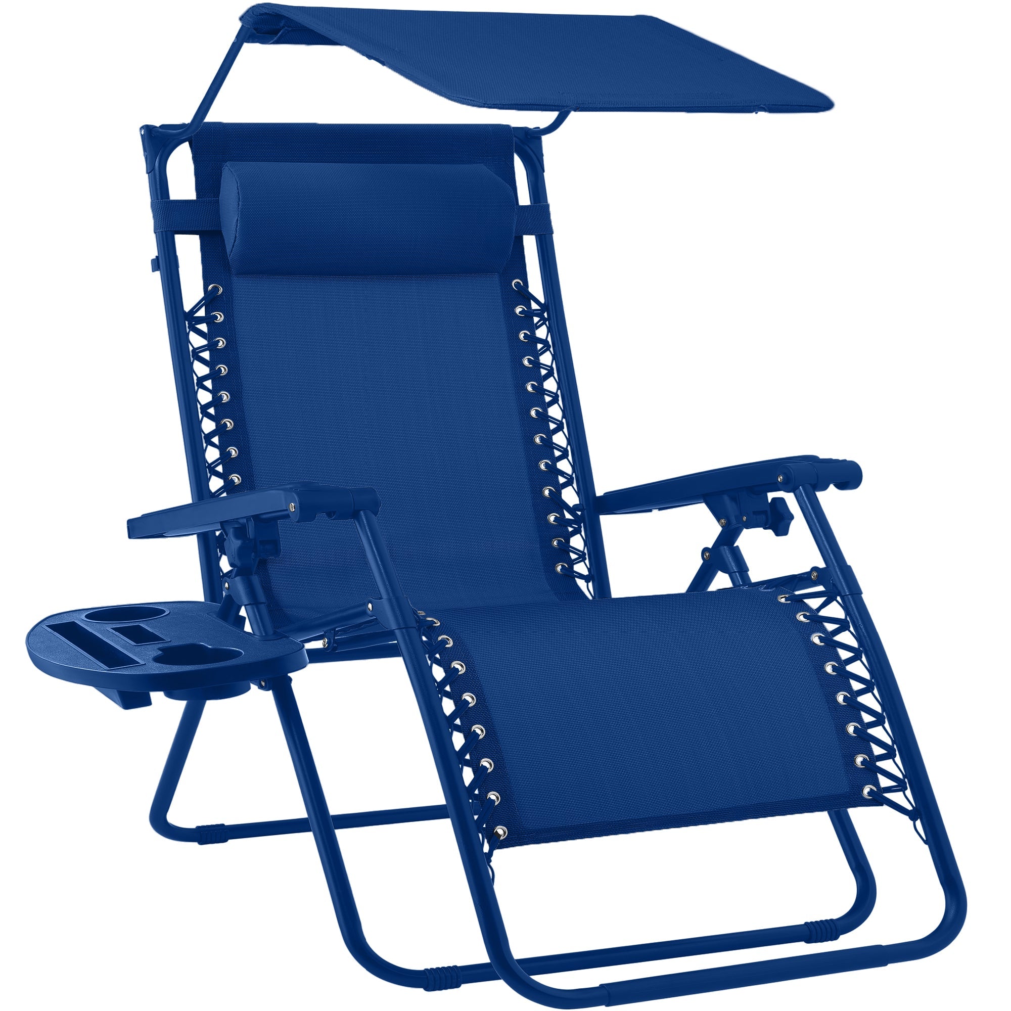 Foldable Zero-Gravity Patio Recliner with Canopy and Side Tray – The Ultimate Outdoor Lounge Chair