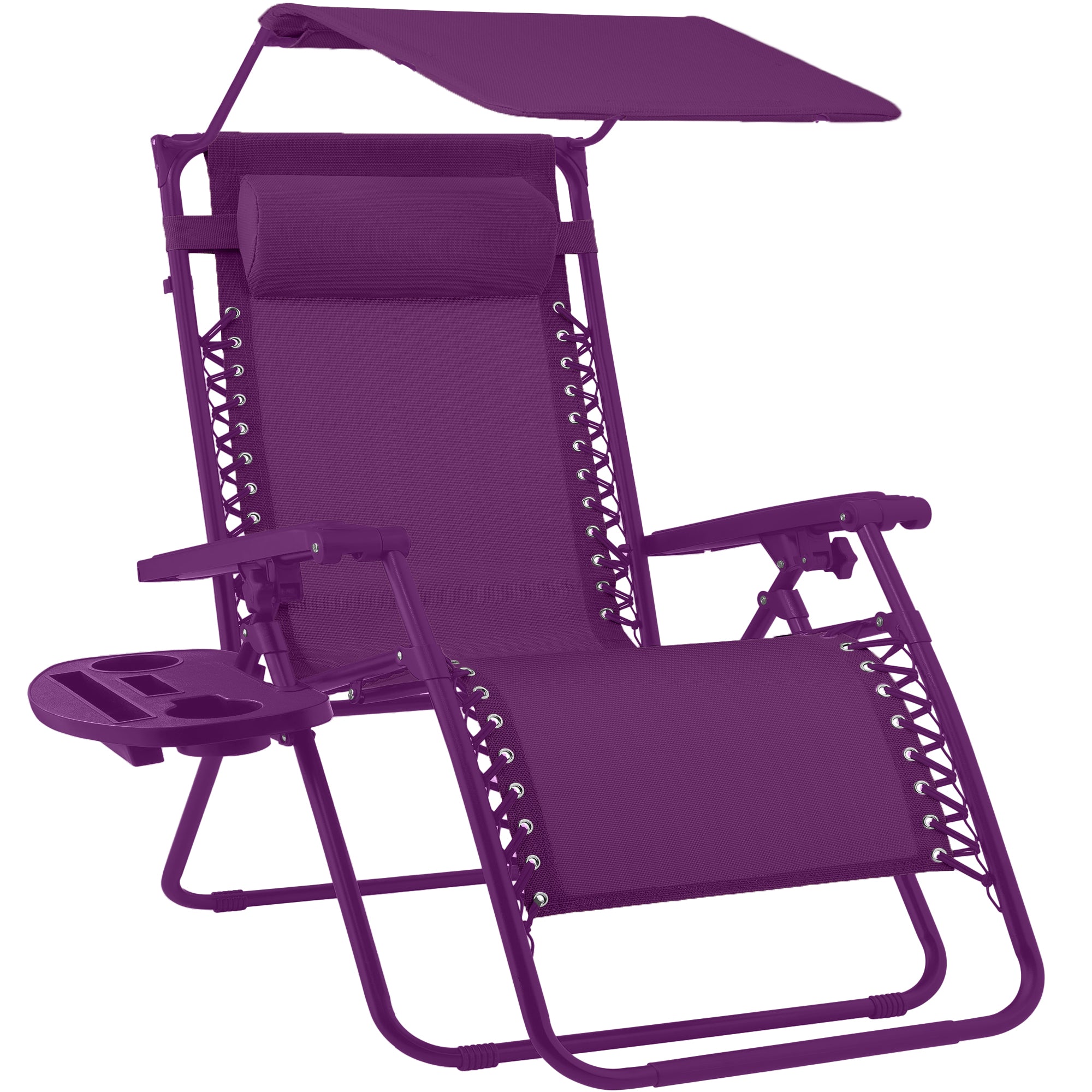 Foldable Zero-Gravity Patio Recliner with Canopy and Side Tray – The Ultimate Outdoor Lounge Chair