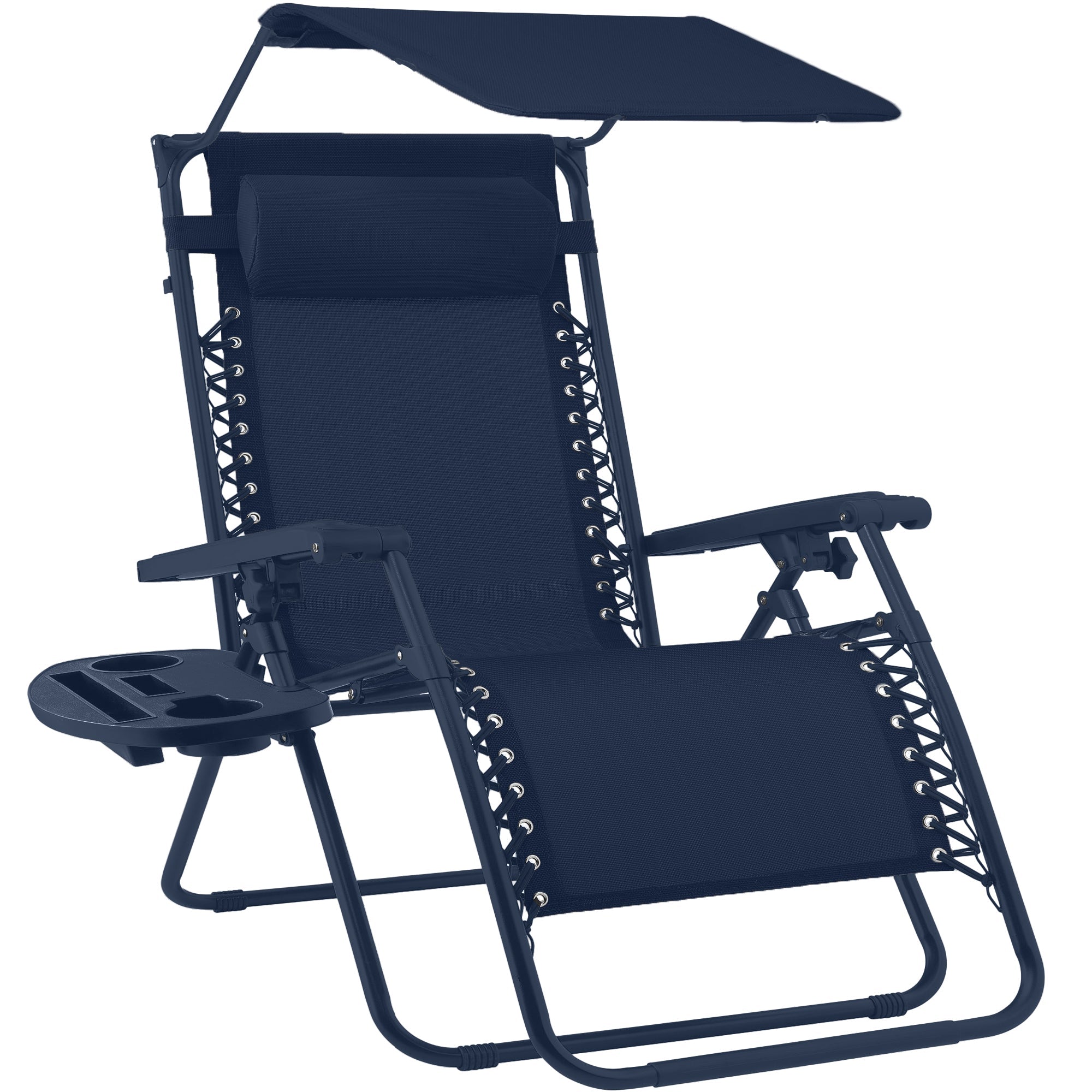 Foldable Zero-Gravity Patio Recliner with Canopy and Side Tray – The Ultimate Outdoor Lounge Chair