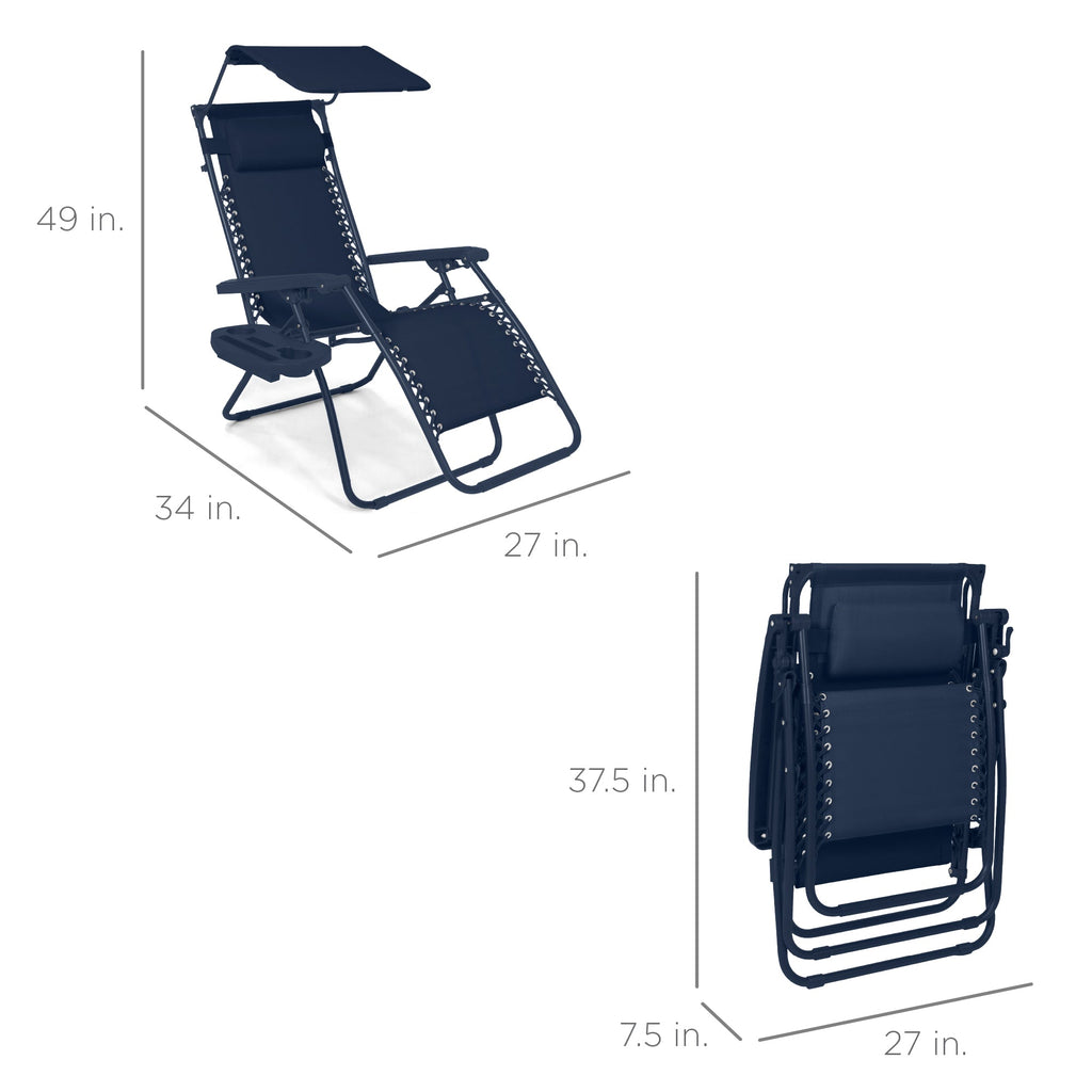 Foldable Zero-Gravity Patio Recliner with Canopy and Side Tray – The Ultimate Outdoor Lounge Chair