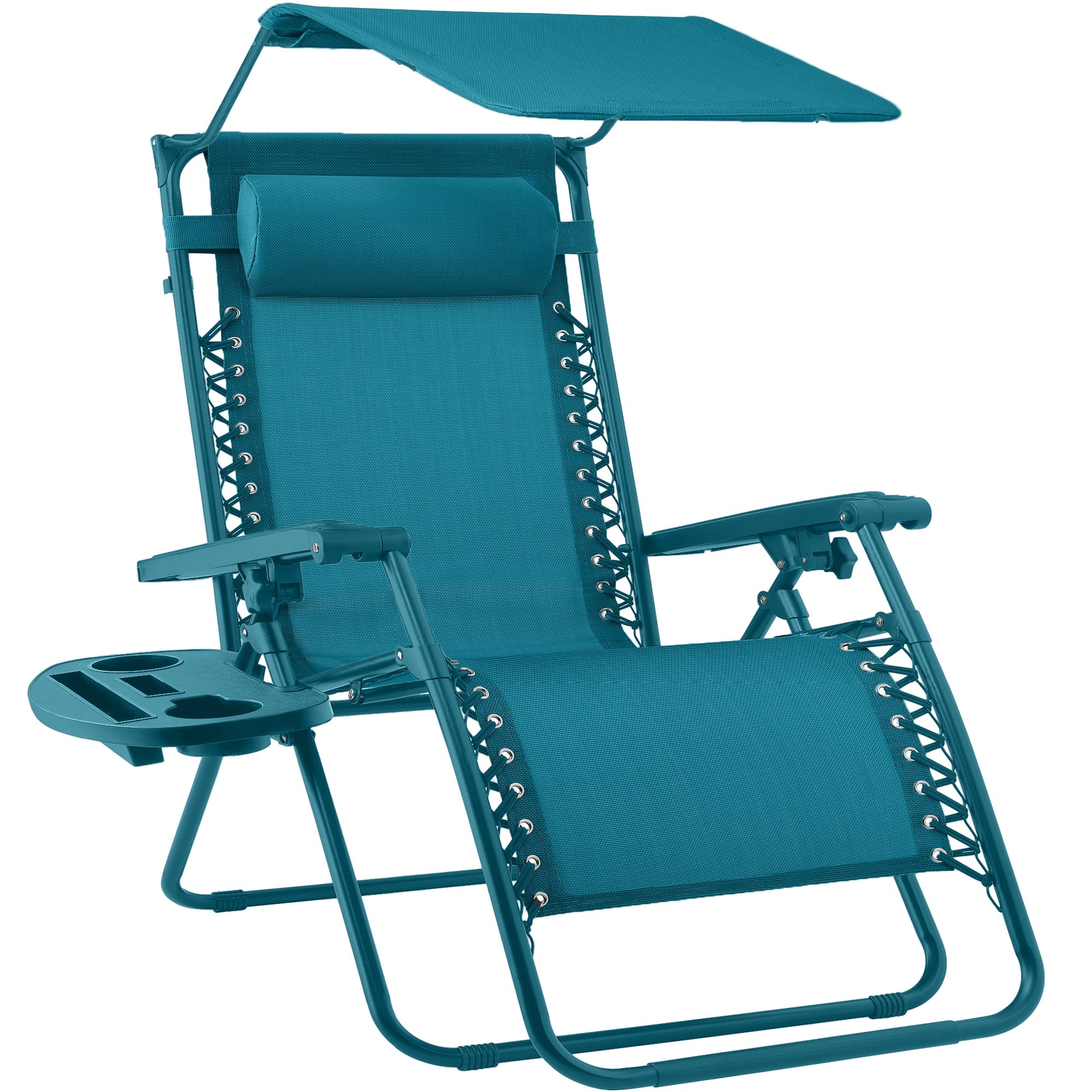 Foldable Zero-Gravity Patio Recliner with Canopy and Side Tray – The Ultimate Outdoor Lounge Chair