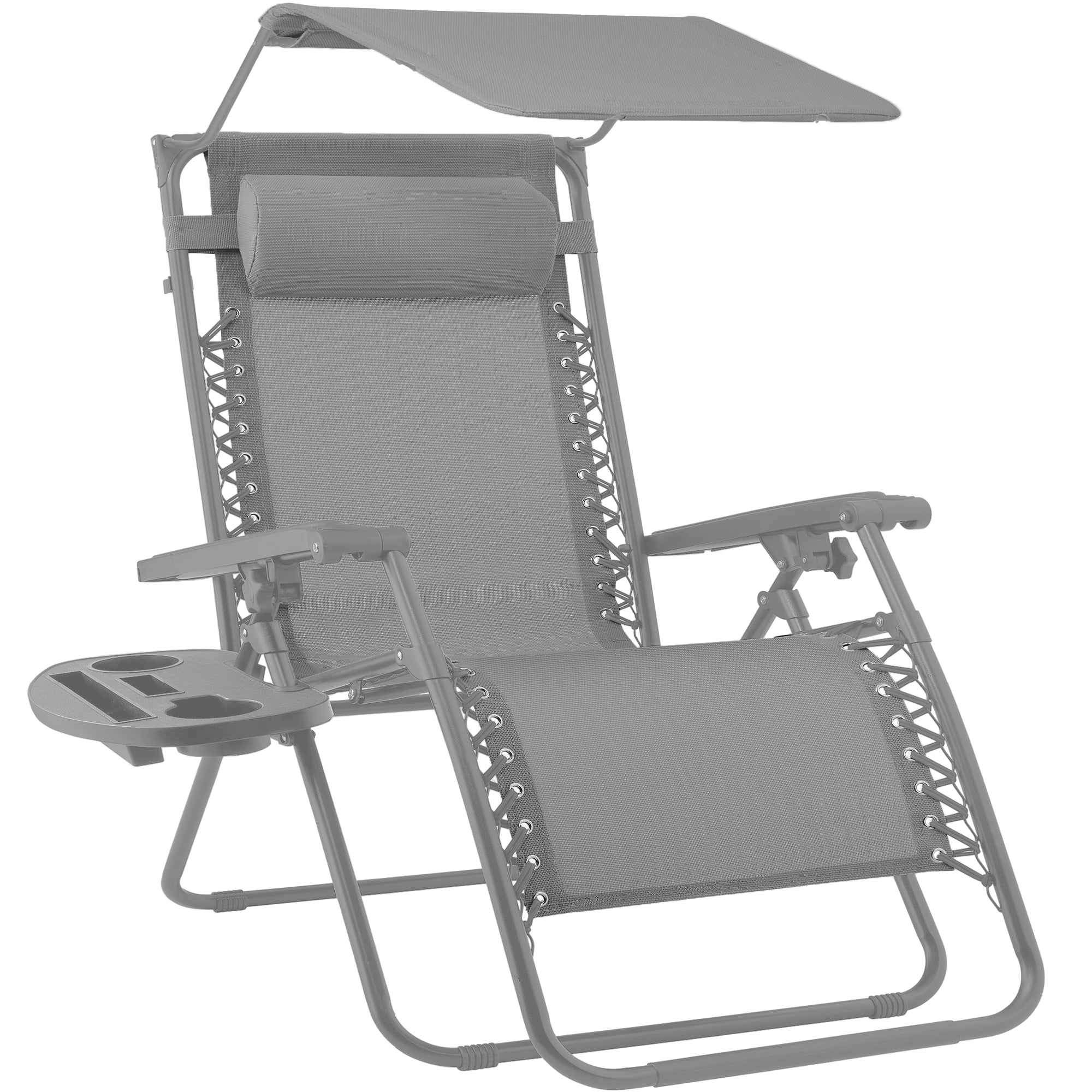 Foldable Zero-Gravity Patio Recliner with Canopy and Side Tray – The Ultimate Outdoor Lounge Chair