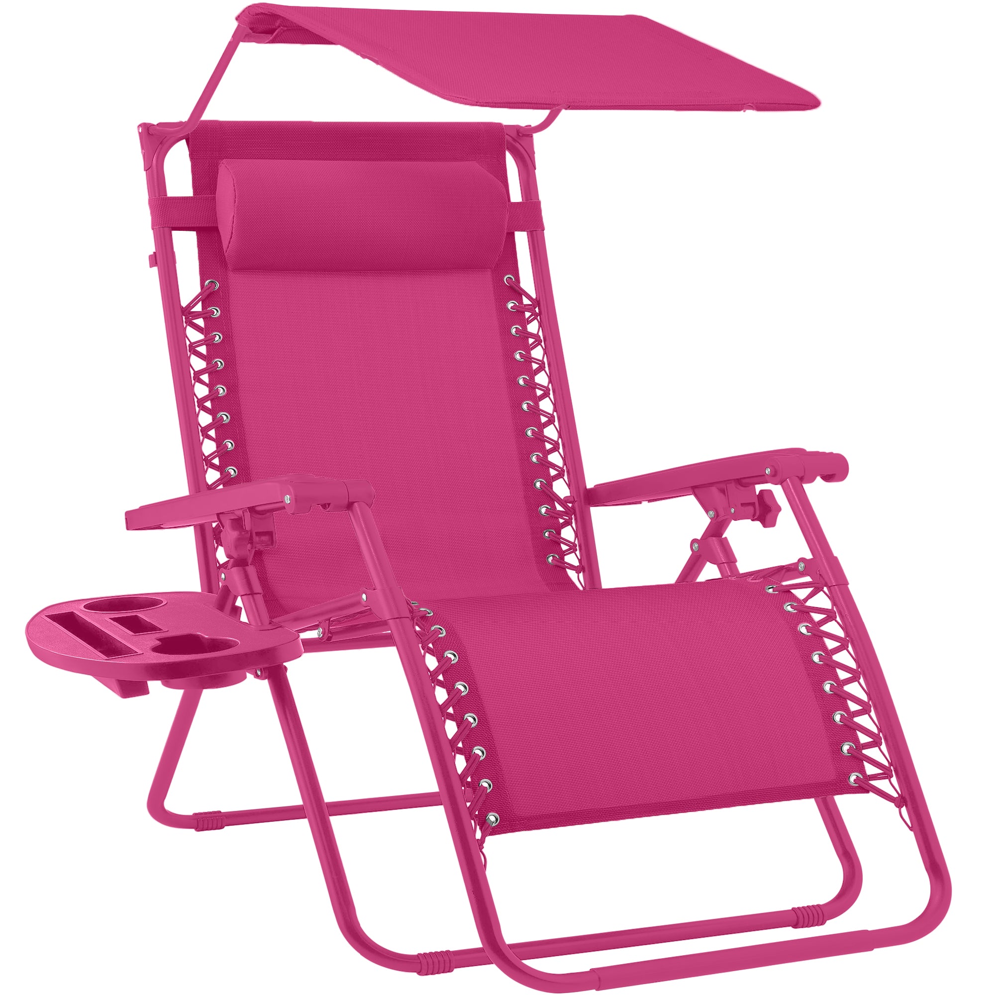 Foldable Zero-Gravity Patio Recliner with Canopy and Side Tray – The Ultimate Outdoor Lounge Chair