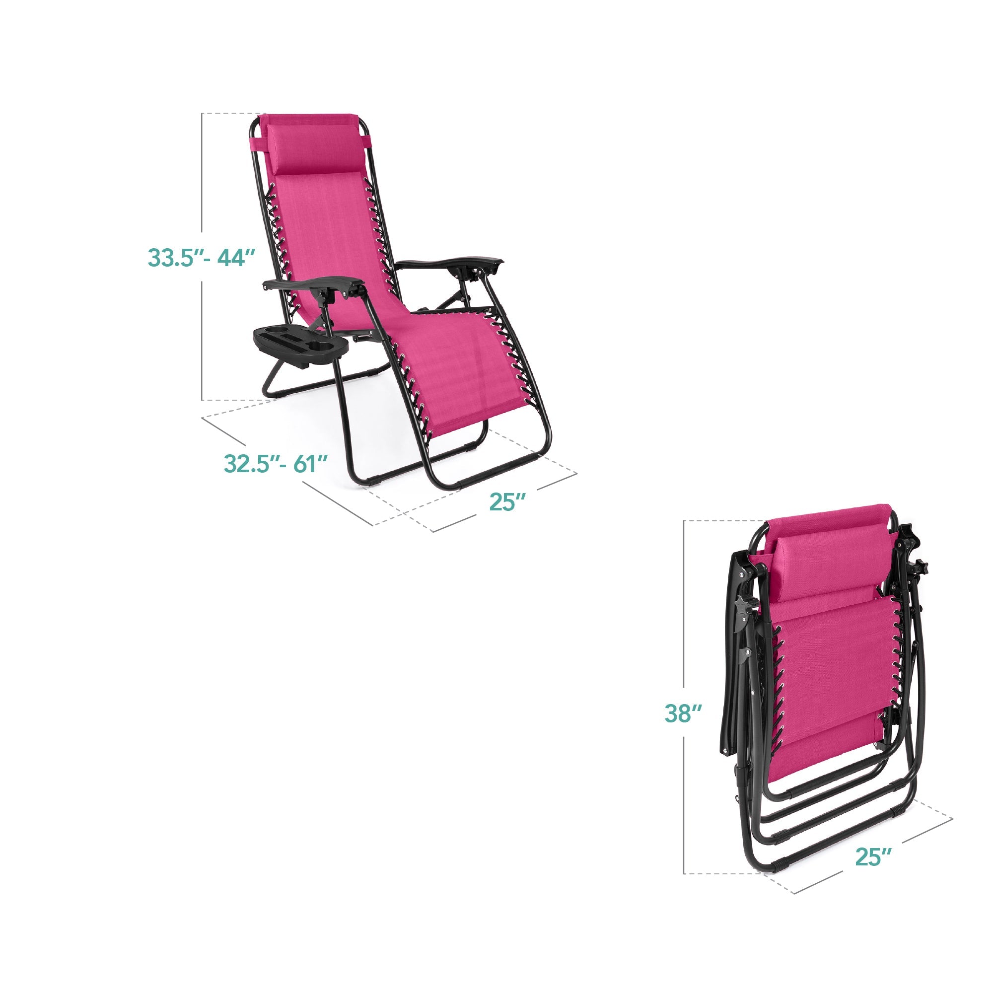 Zero Gravity Recliner Chairs - Set of 2 with Cup Holder Trays