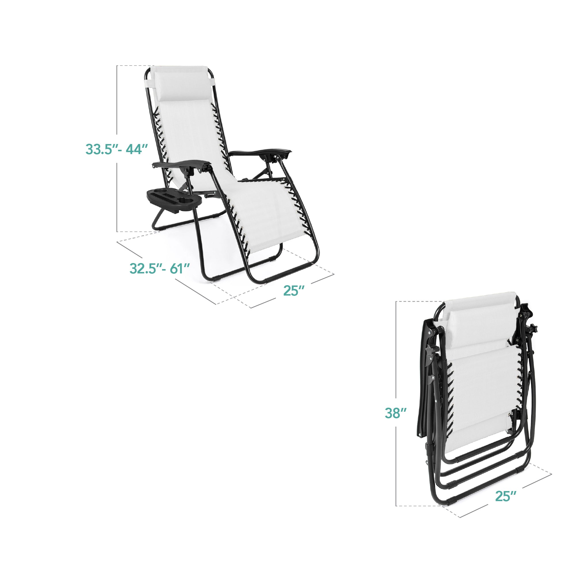 Zero Gravity Recliner Chairs - Set of 2 with Cup Holder Trays