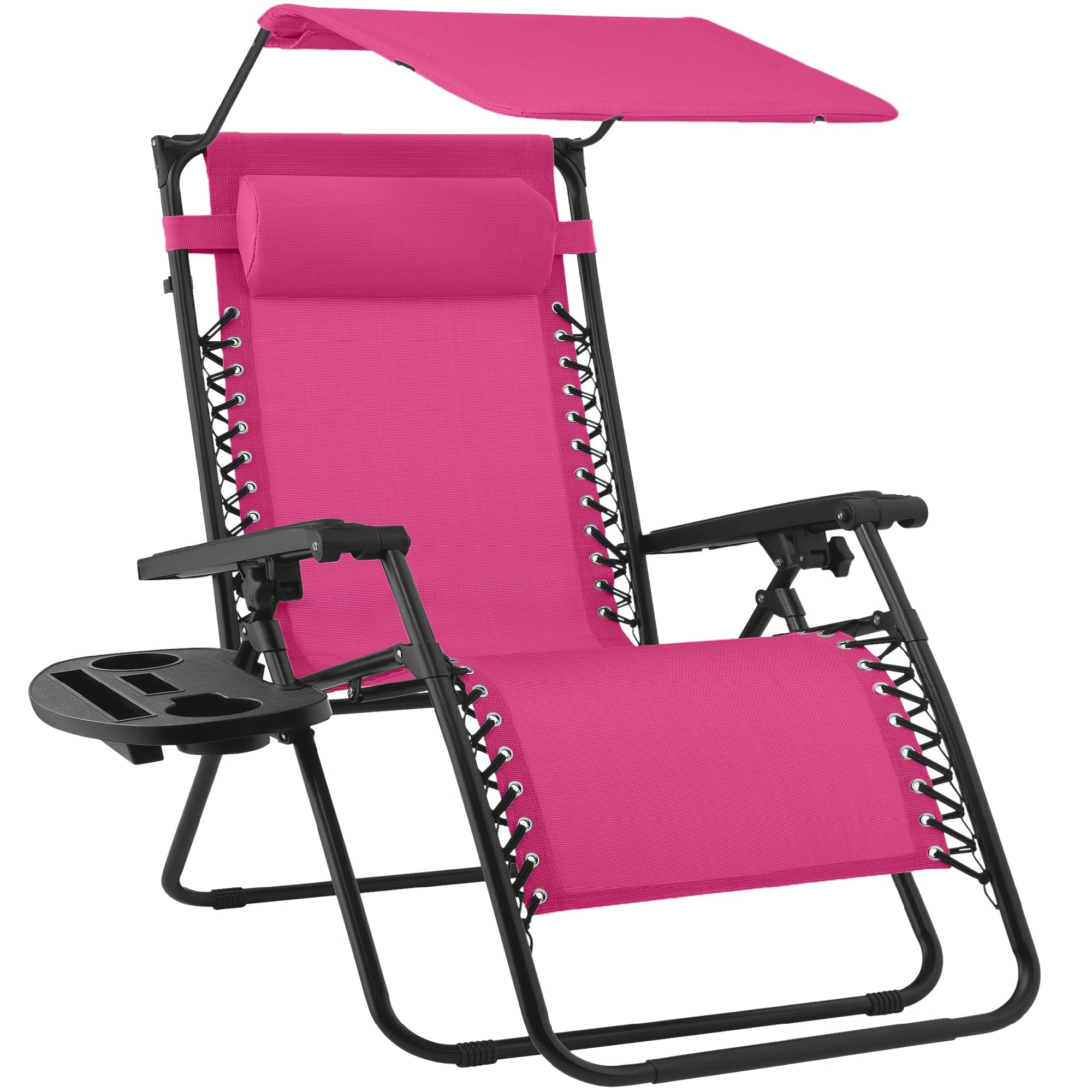 Foldable Zero-Gravity Patio Recliner with Canopy and Side Tray – The Ultimate Outdoor Lounge Chair