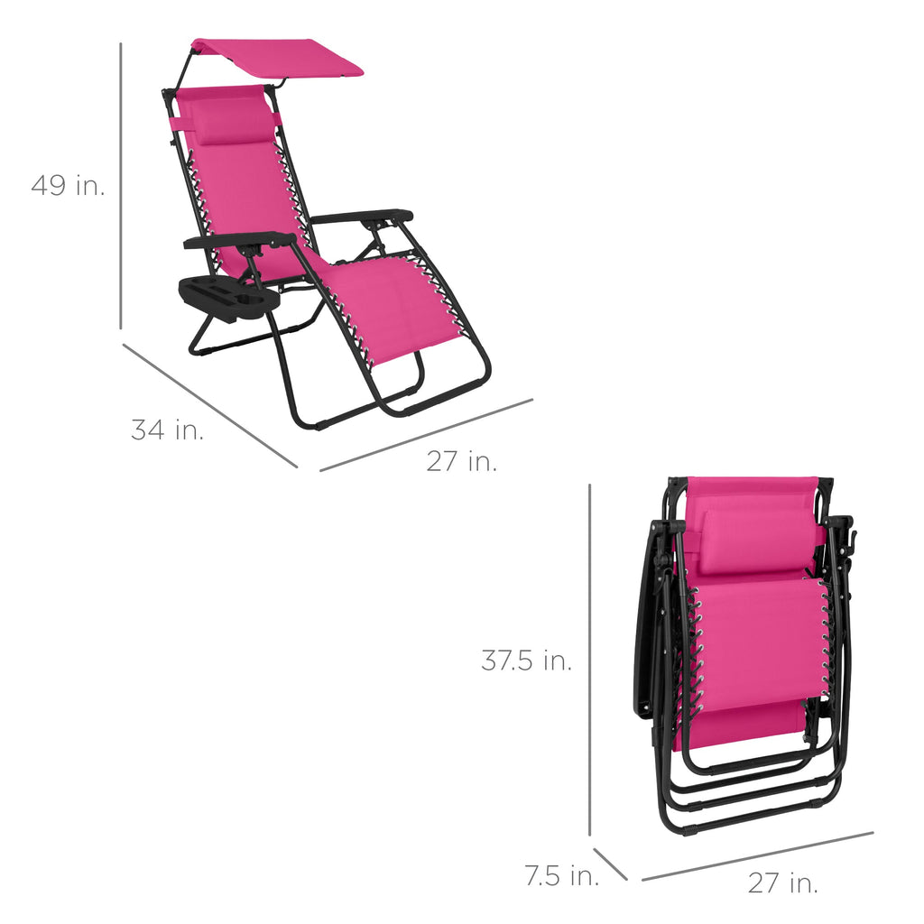 Foldable Zero-Gravity Patio Recliner with Canopy and Side Tray – The Ultimate Outdoor Lounge Chair