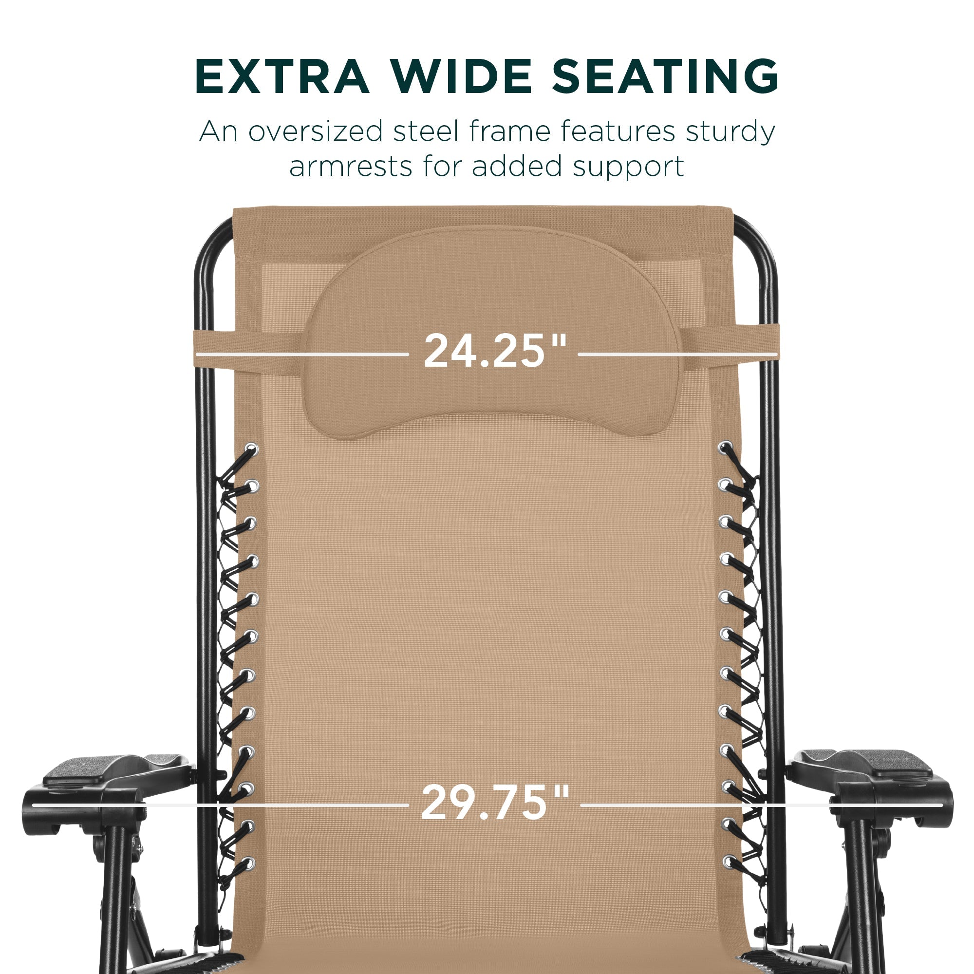 Oversized Zero-Gravity Recliner Lounger with Cup Holder and Plush Pillow