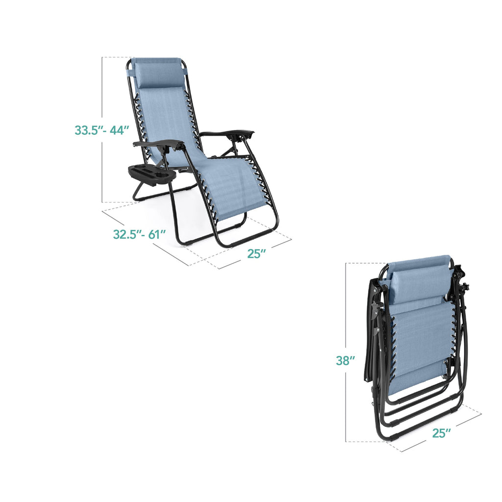 Zero Gravity Recliner Chairs - Set of 2 with Cup Holder Trays