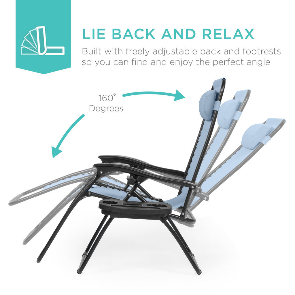 Zero Gravity Recliner Chairs - Set of 2 with Cup Holder Trays