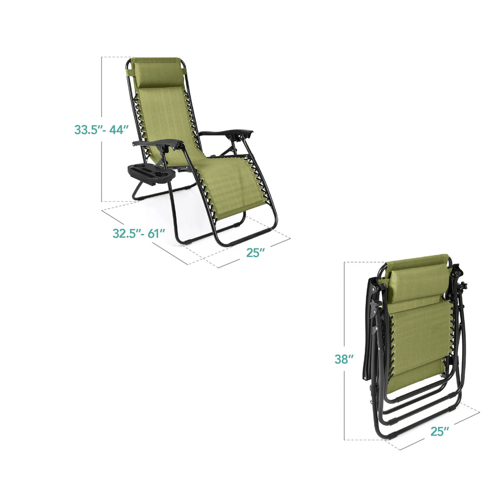 Zero Gravity Recliner Chairs - Set of 2 with Cup Holder Trays