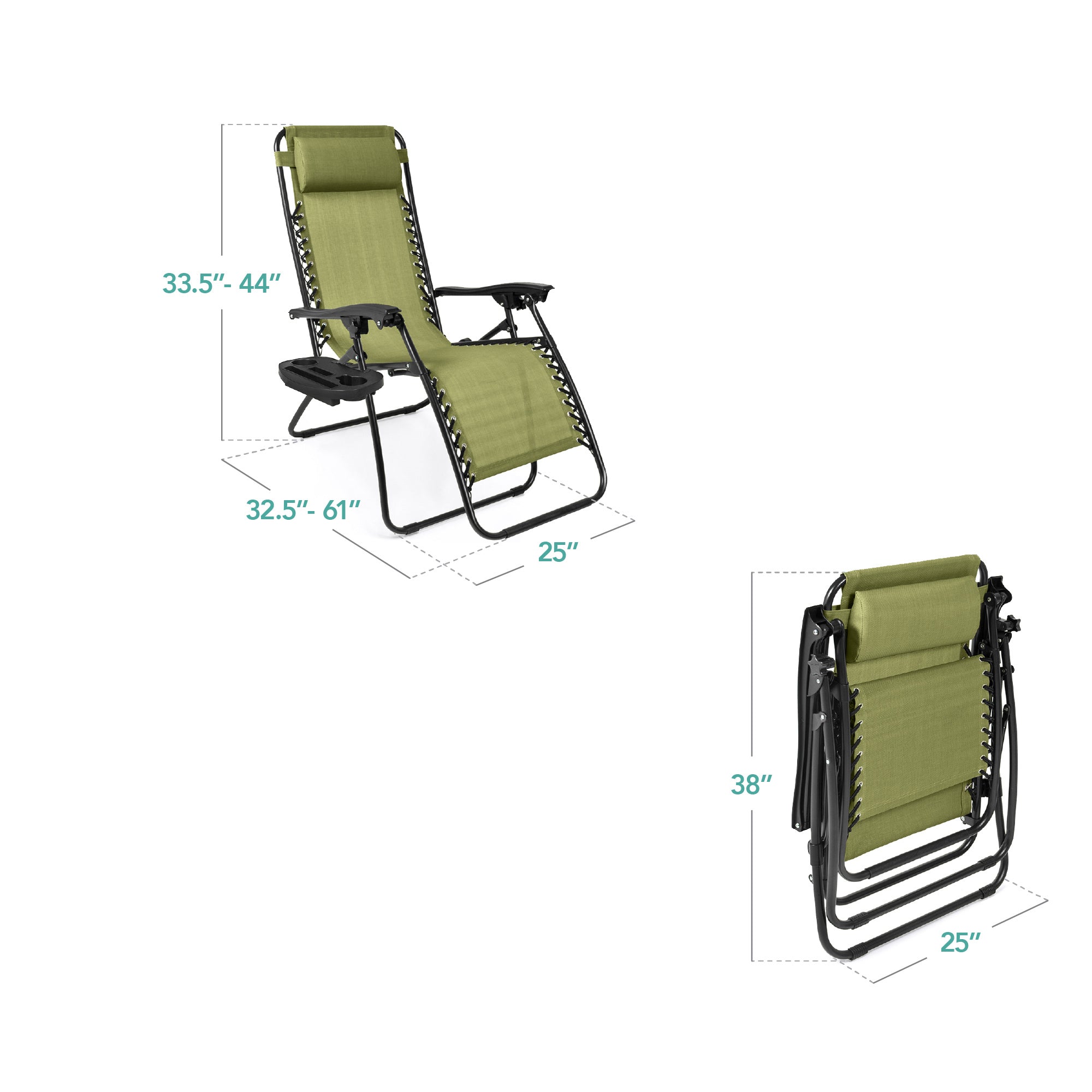 Zero Gravity Recliner Chairs - Set of 2 with Cup Holder Trays