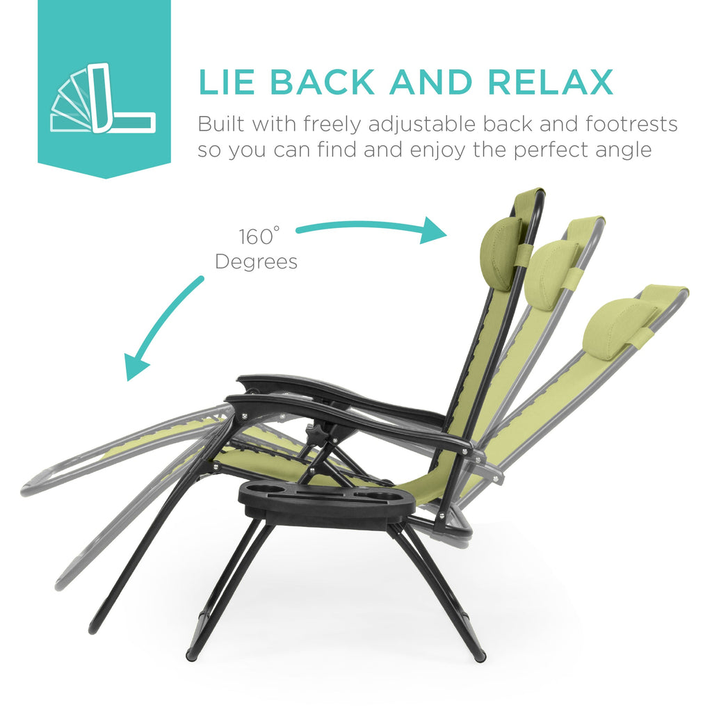 Zero Gravity Recliner Chairs - Set of 2 with Cup Holder Trays